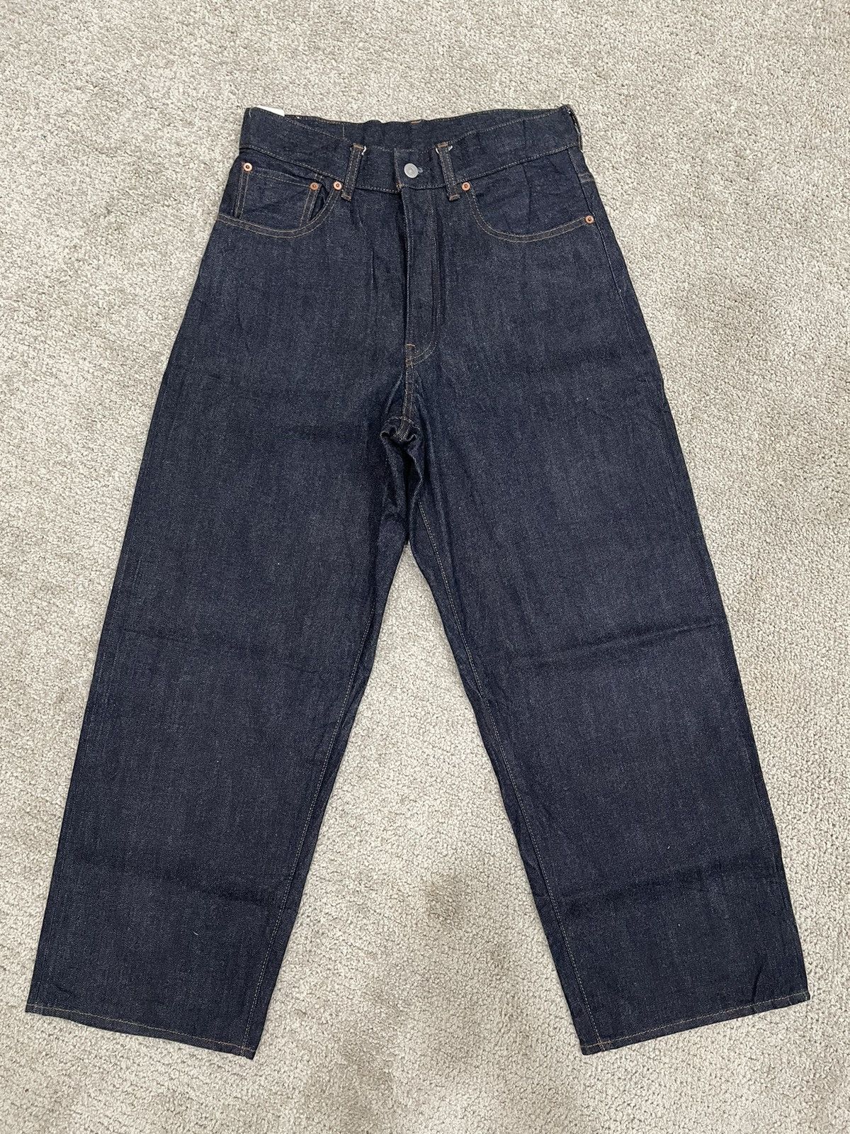 Image of Archival Clothing Bind Offer Sakula Baggy Wide Denim Japan Selvedge in Indigo, Men's (Size 31)