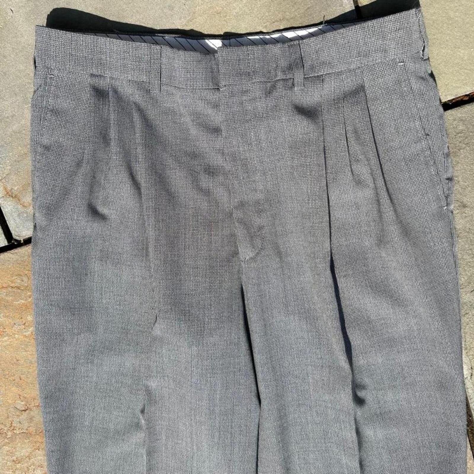 John Henry Neo-Vintage 90s Grey Black Knit Pattern Pleated Pants Size US 32 / EU 48 - 3 Thumbnail