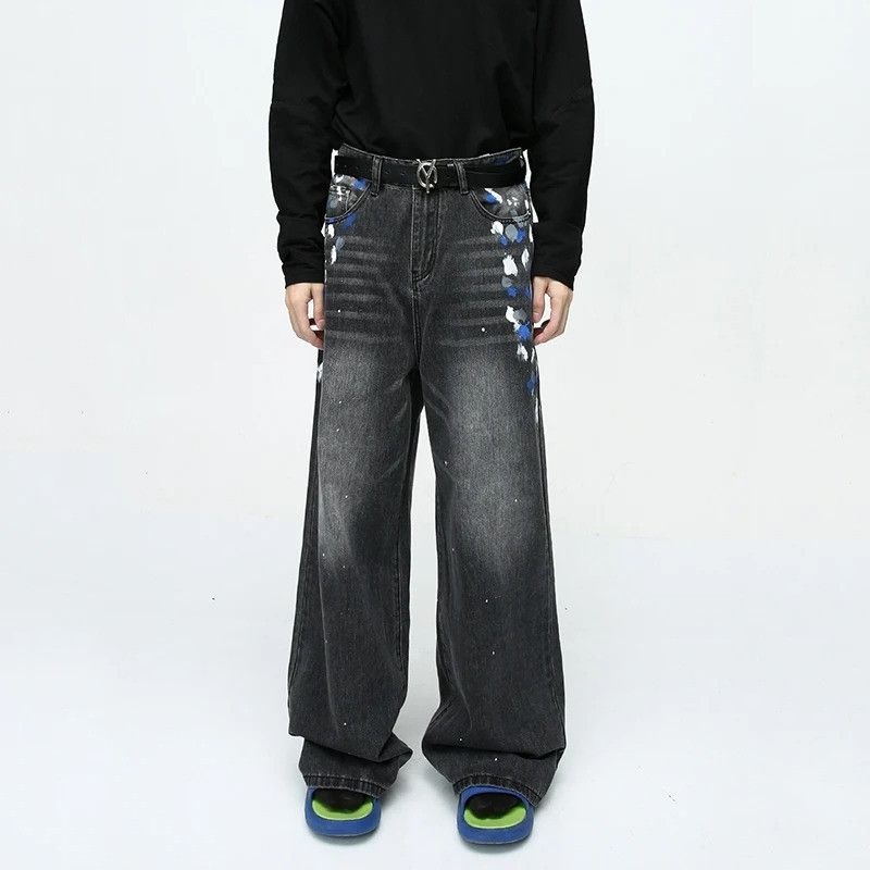 Jean × Vintage Black Hip Pop Paint Graffiti Denim Size US 32 / EU 48 - 2 Thumbnail