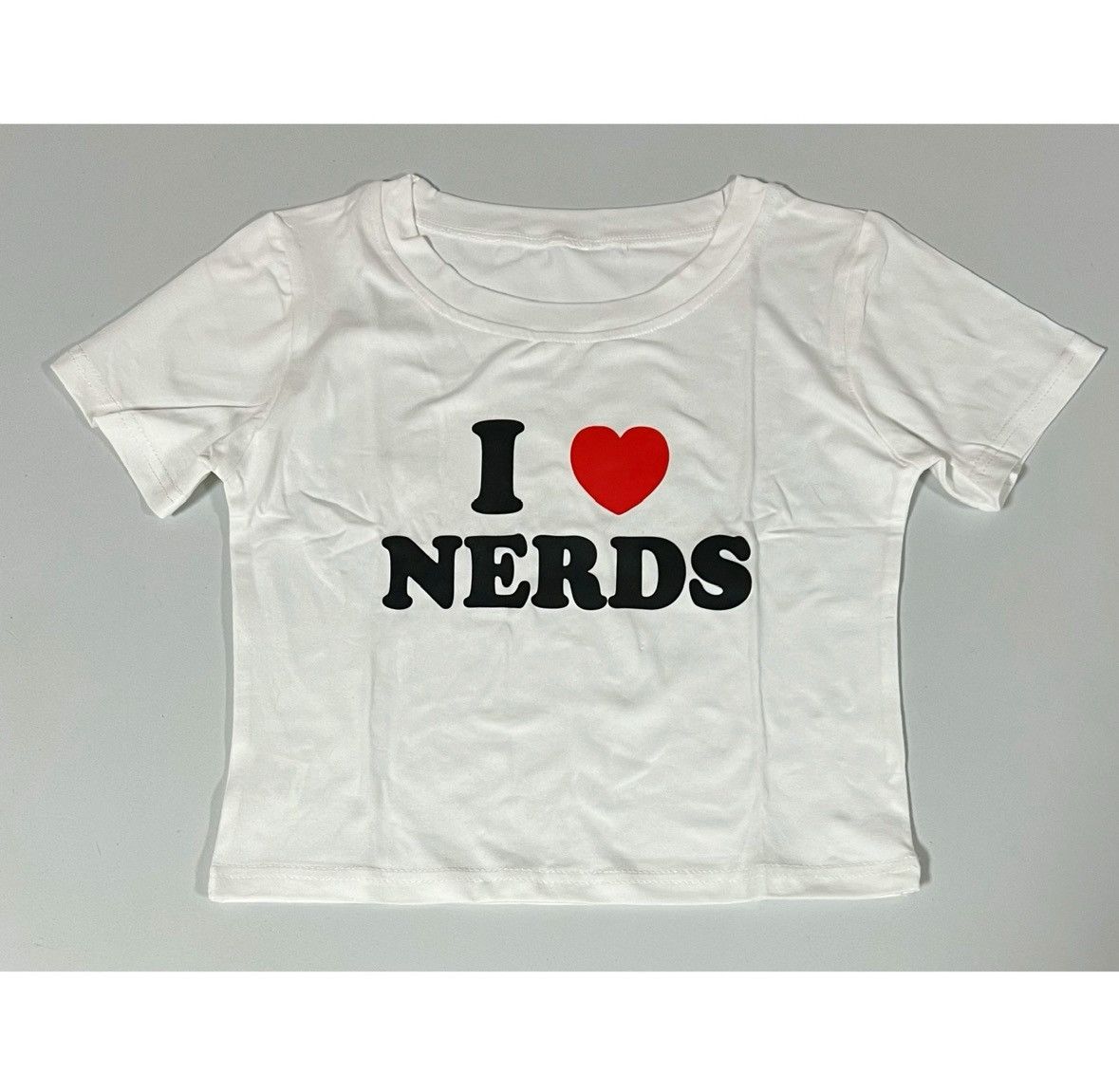 Japanese Brand White ‘I ♥️ Nerds’ Shirt Crop Top Blouse Graphic Tee Size S Size S / US 4 / IT 40 - 1 Thumbnail