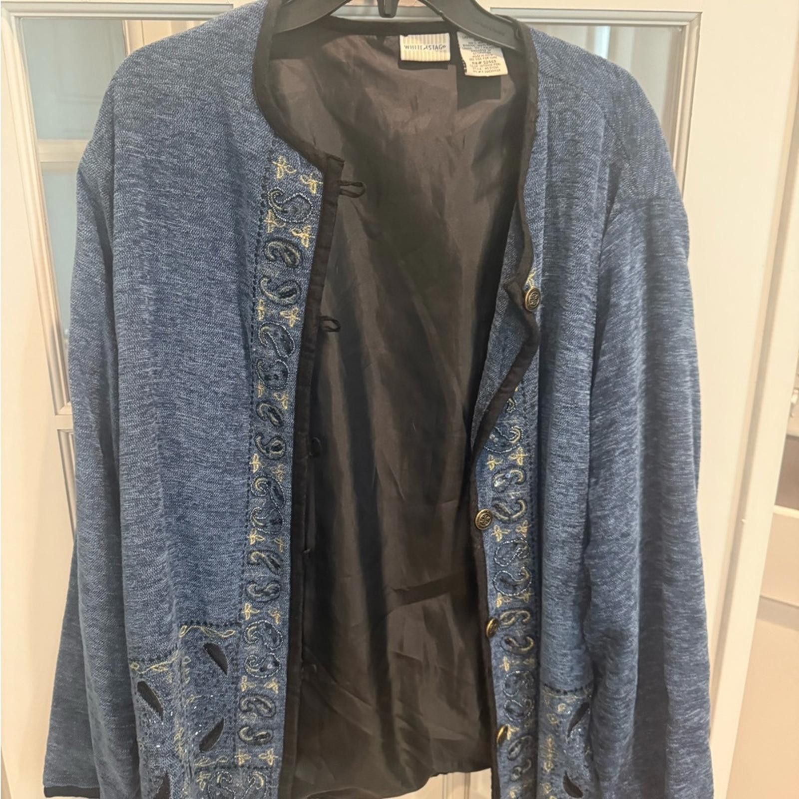 Designer White Stag Navy Open Cardigan Size XL / US 12-14 / IT 48-50 - 1 Thumbnail