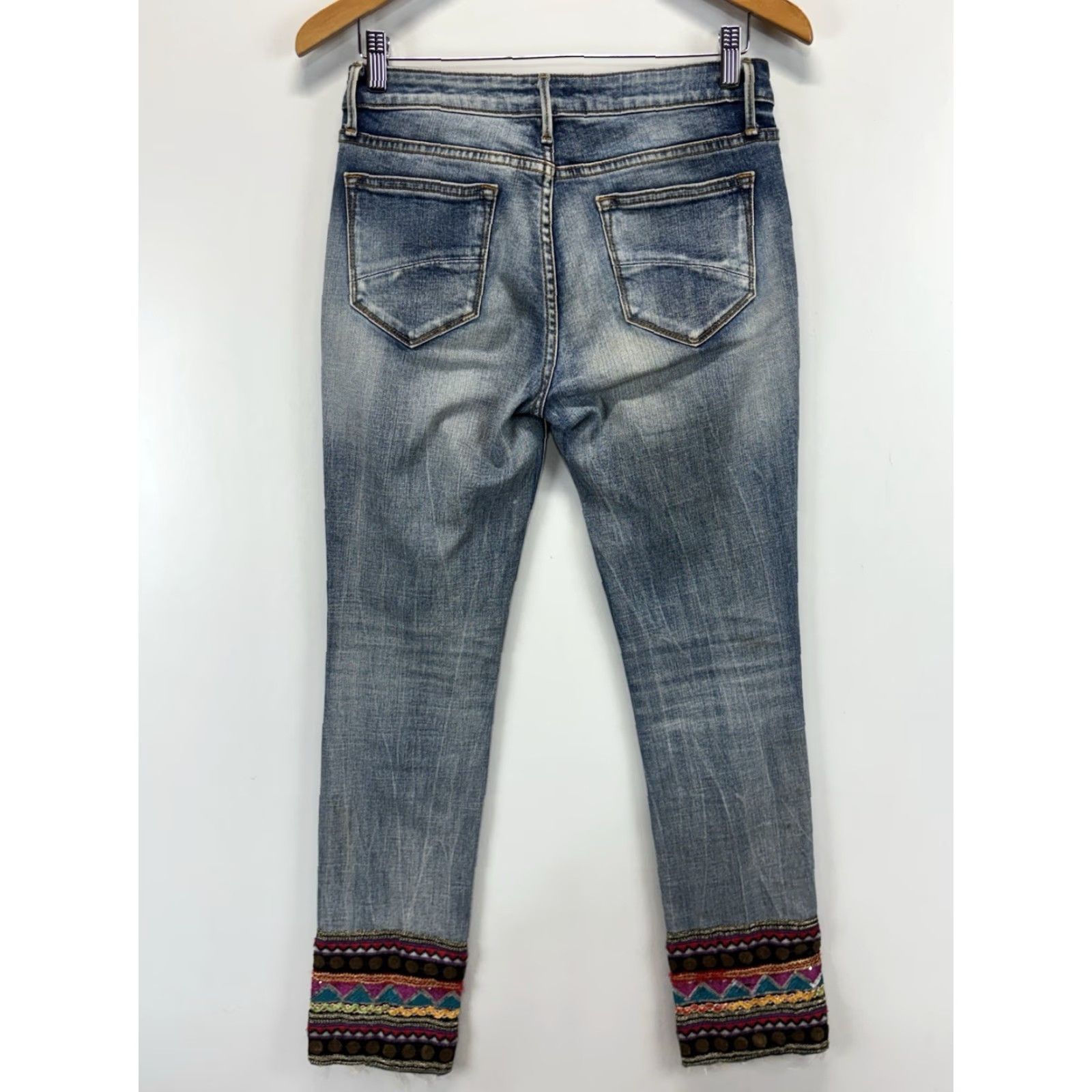 Vintage Driftwood Jeans Womens 27 Straight 28x31 Blue Embroidered Logo Pockets Regular Denim Cotton Blend Cut Read Size 28" / US 6 / IT 42 - 4 Thumbnail