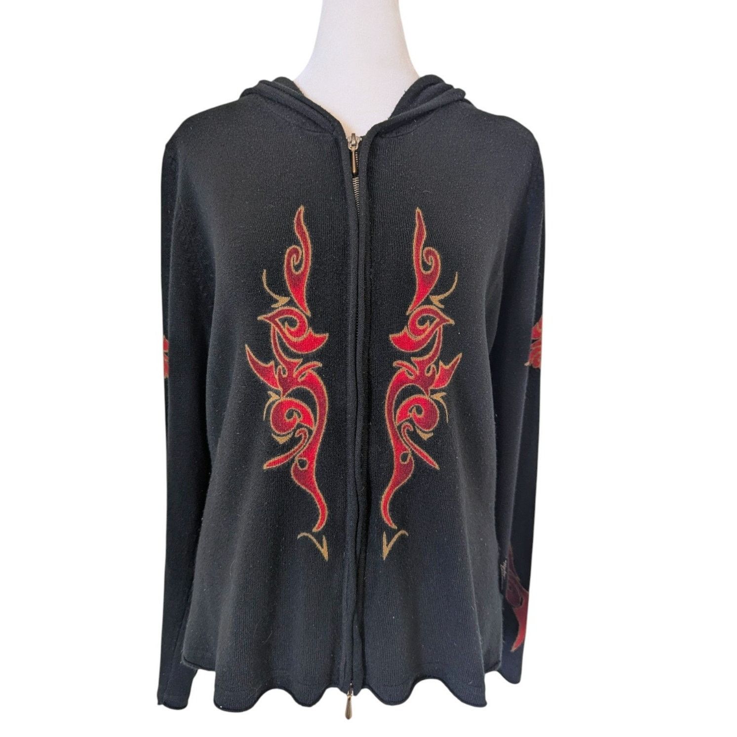 Harley Davidson Vintage Y2K Harley Davidson Red Heart Flame Knit Hoodie XL Size XL / US 12-14 / IT 48-50 - 5 Thumbnail