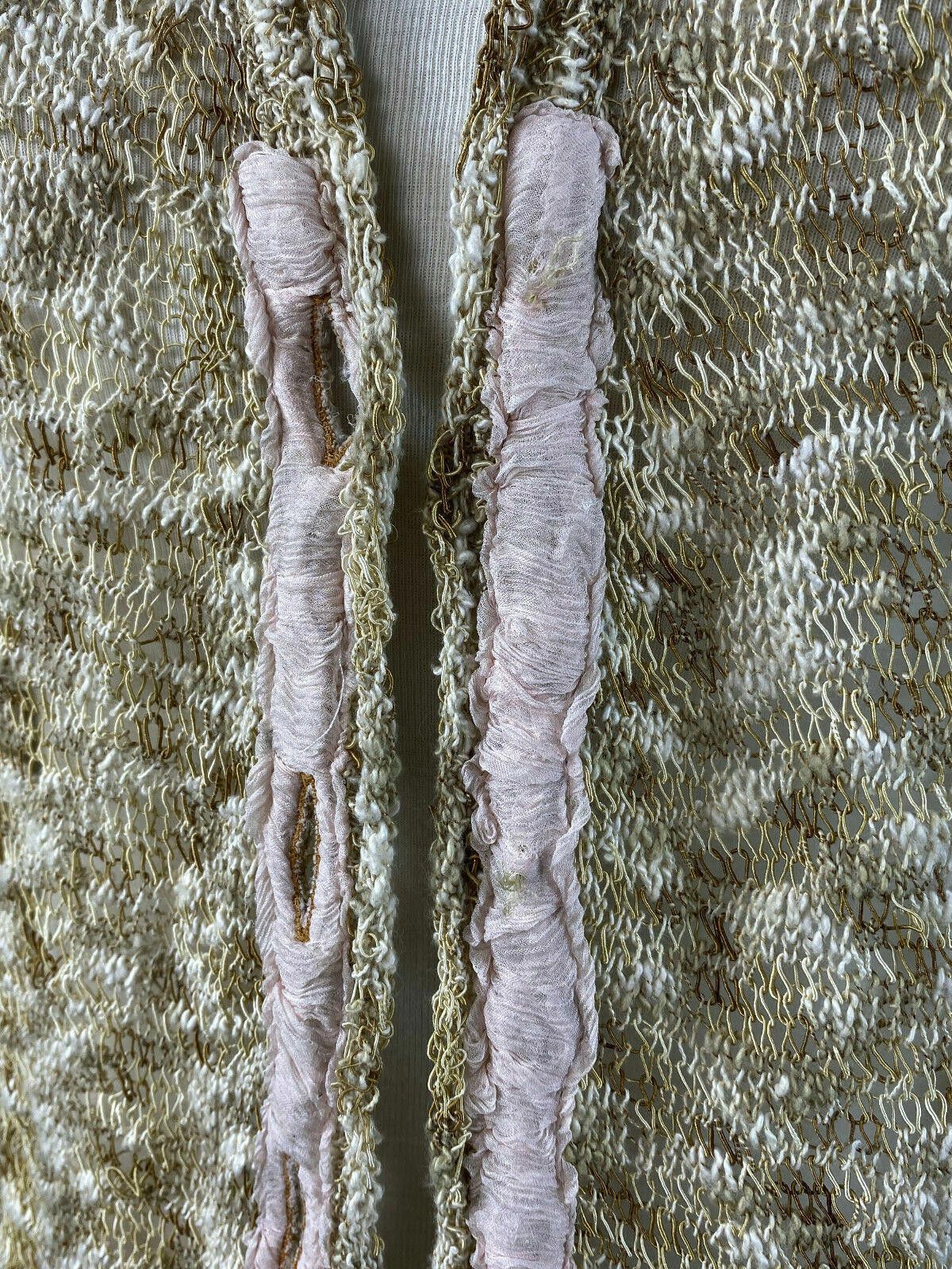 Designer Elisa Cavaletti Sono Italiano Beige Knit Sweater Cape M L Size M / US 6-8 / IT 42-44 - 4 Thumbnail