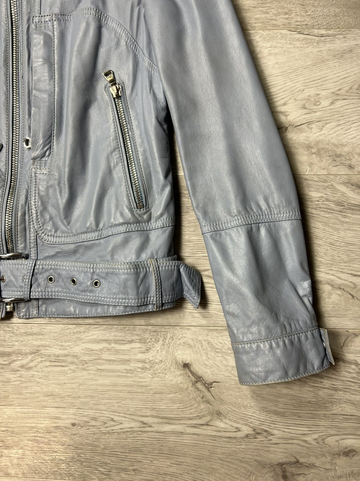 Dolce & Gabbana × Vintage Rare Dolce Gabbana Blue Leather Biker Jacket Size 44 Size M / US 6-8 / IT 42-44 - 5 Thumbnail