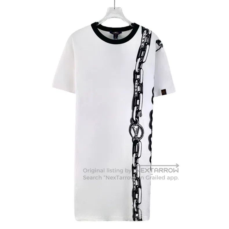 Louis Vuitton Louis Vuitton 22 White Chain Crew Neck Short Sleeve Dress Size XS / US 0-2 / IT 36-38 - 1 Thumbnail
