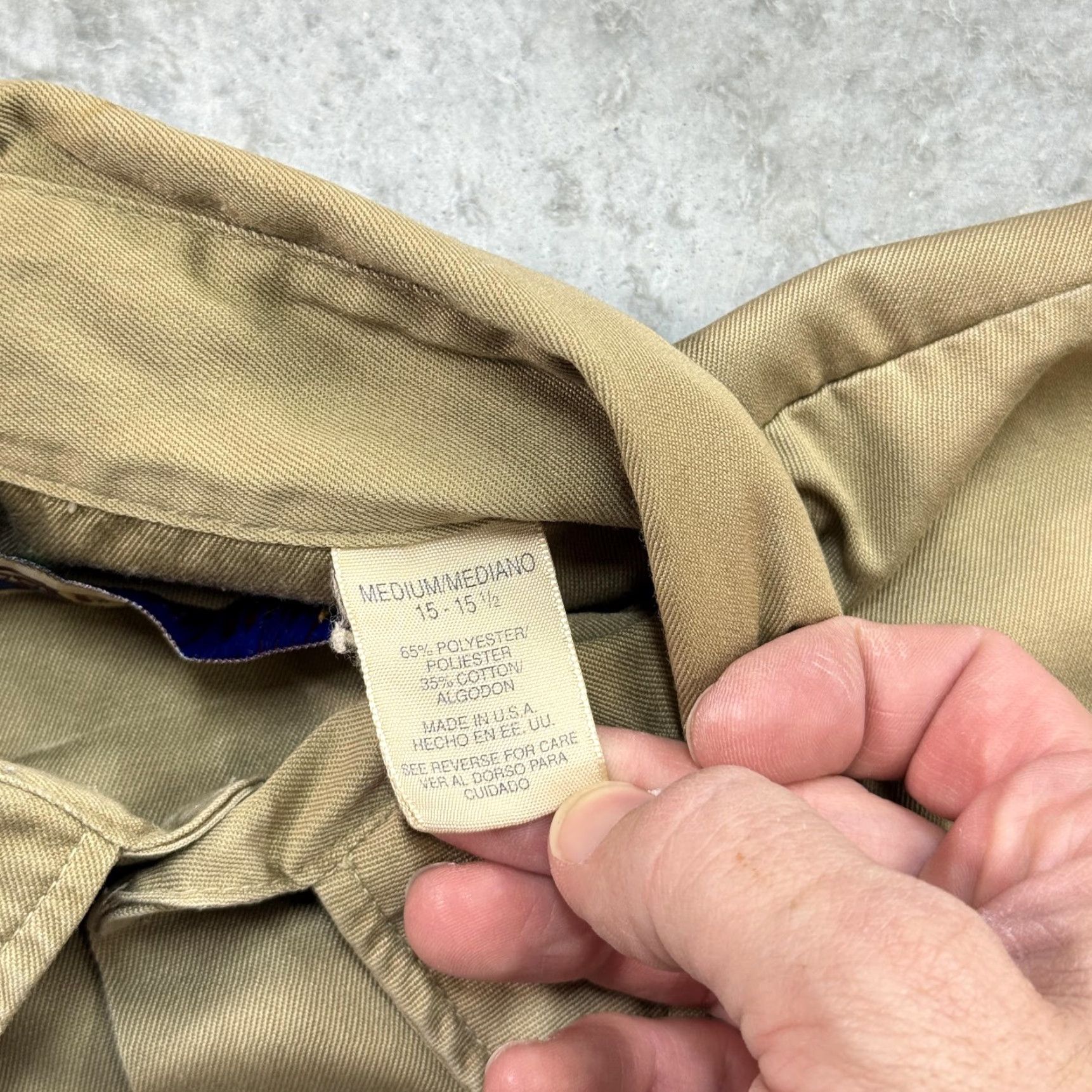 Vintage Big Mac Shirt Mens Medium Button-Up Long Sleeve Pockets Beige 15 15 Polyester Cotton Solid Collar N/A Vintage No Size US M / EU 48-50 / 2 - 3 Thumbnail