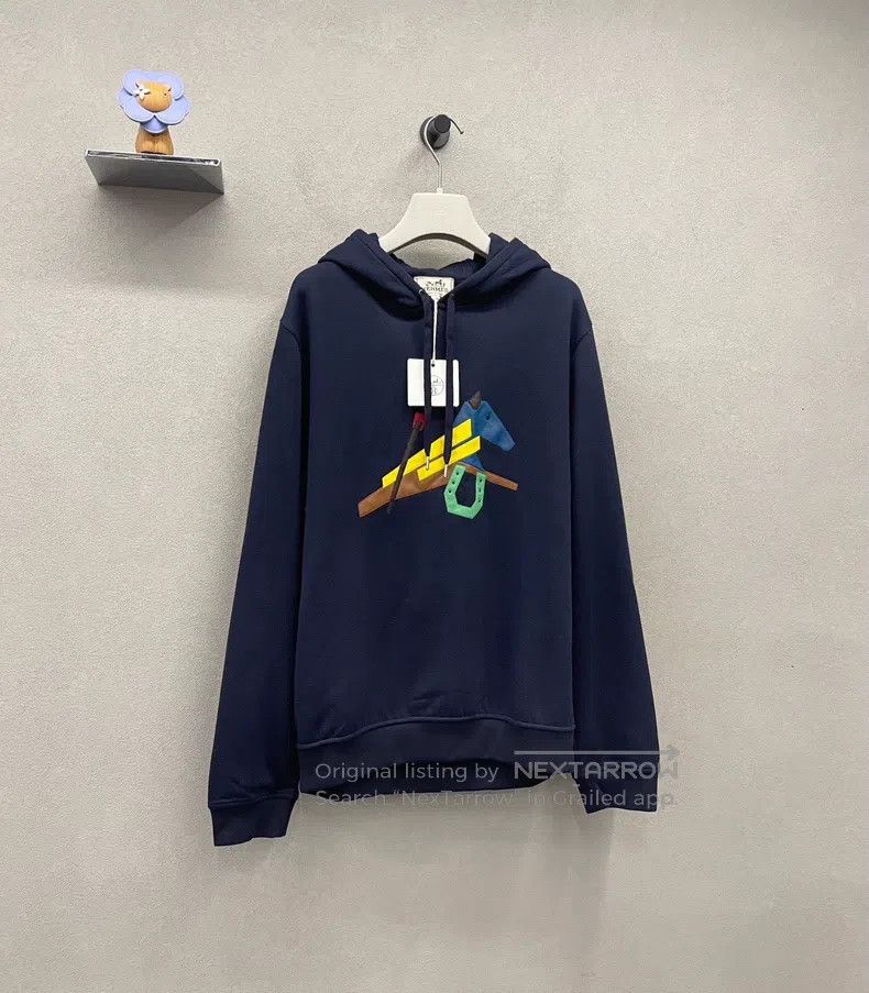Hermes Hermes Navy blue hooded sweatshirt Size L / US 10 / IT 46 - 3 Thumbnail