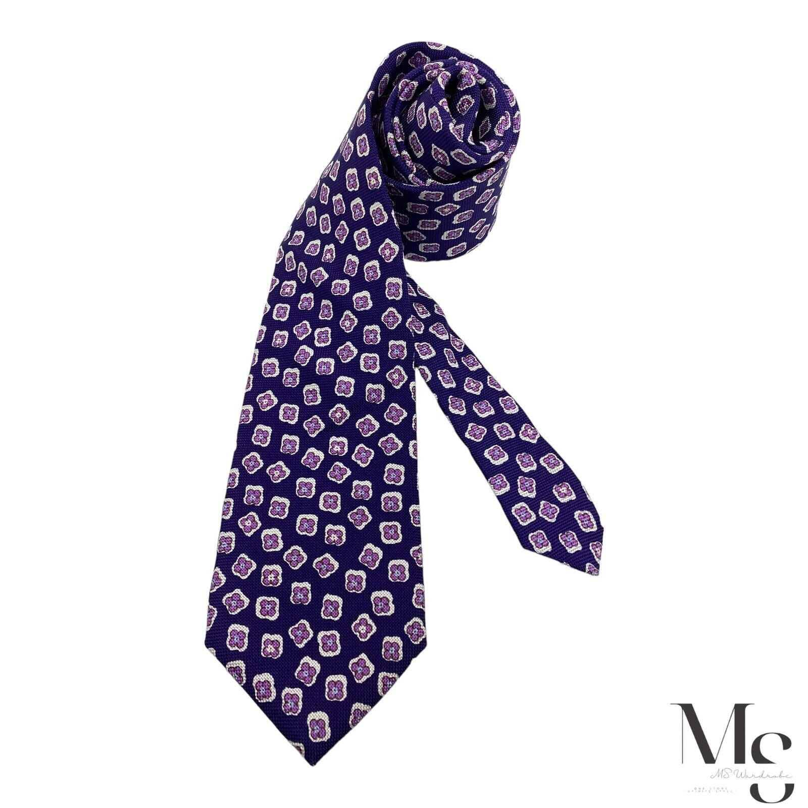 Brooks Brothers BROOKS BROTHERS XL Purple Floral Silk Tie Made In USA W: 3.2 Size ONE SIZE - 1 Thumbnail