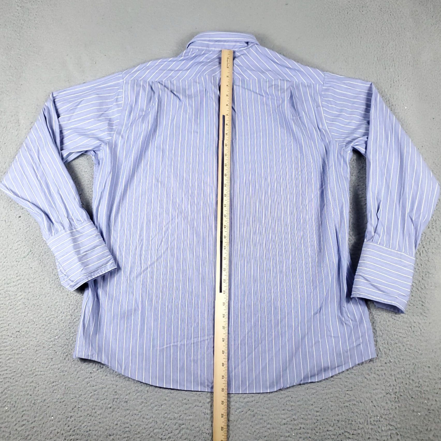 Tommy Hilfiger VINTAGE Tommy Hilfiger Shirt Mens 17 Blue Striped Dress Button Up Long Sleeve Adult Regular Size 17 Blue Modern Preppy Mens Size 46R - 3 Thumbnail