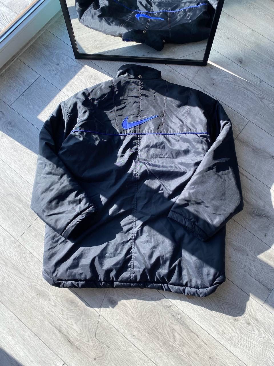 Nike × Vintage Vintage Nike Big Swoosh Y2K Black Winter Jacket L Size US L / EU 52-54 / 3 - 1 Thumbnail