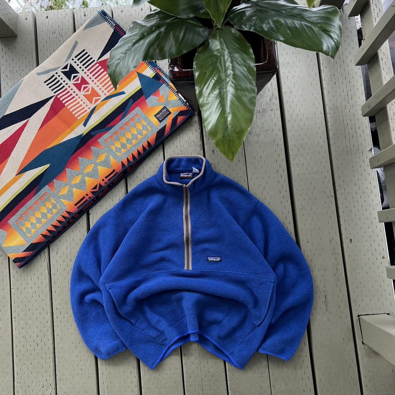 Vintage 90s Patagonia Mens Blue Synchilla Half Zip Fleece