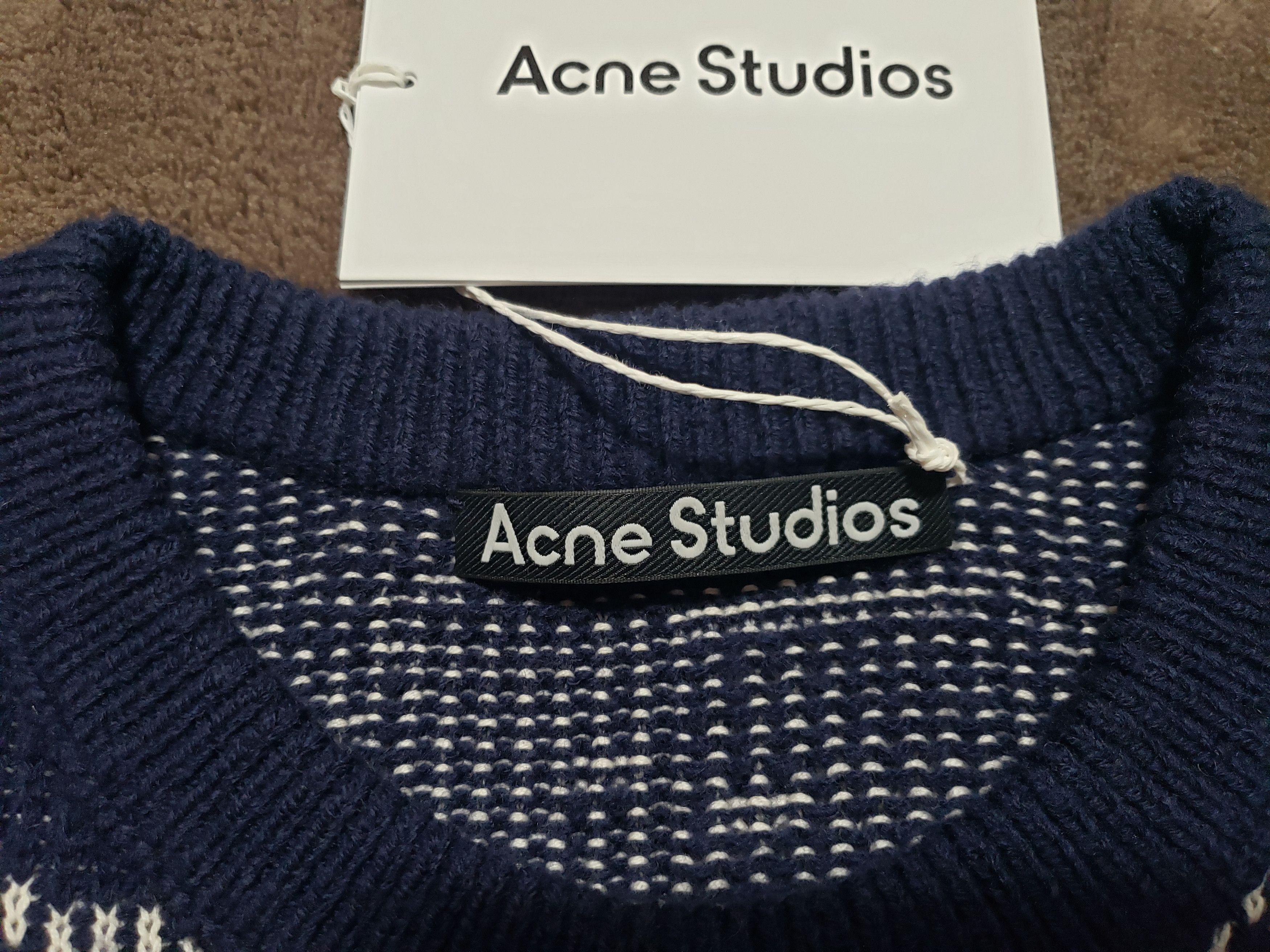 Acne Studios Jacquard Face Knit Crewneck Sweater Size US XS / EU 42 / 0 - 3 Thumbnail