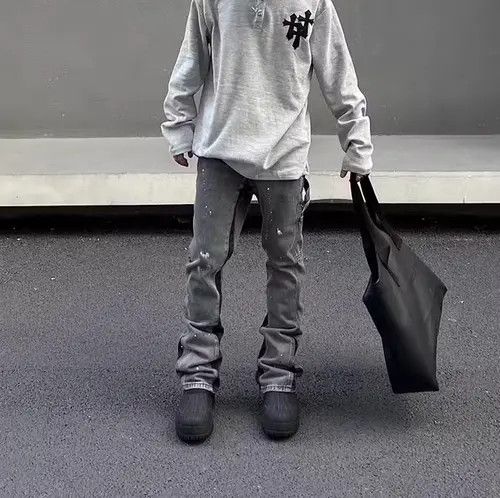 Japanese Brand × Jean Retro splashed-in micro-flare washed distressed jeans Size US 33 - 3 Thumbnail