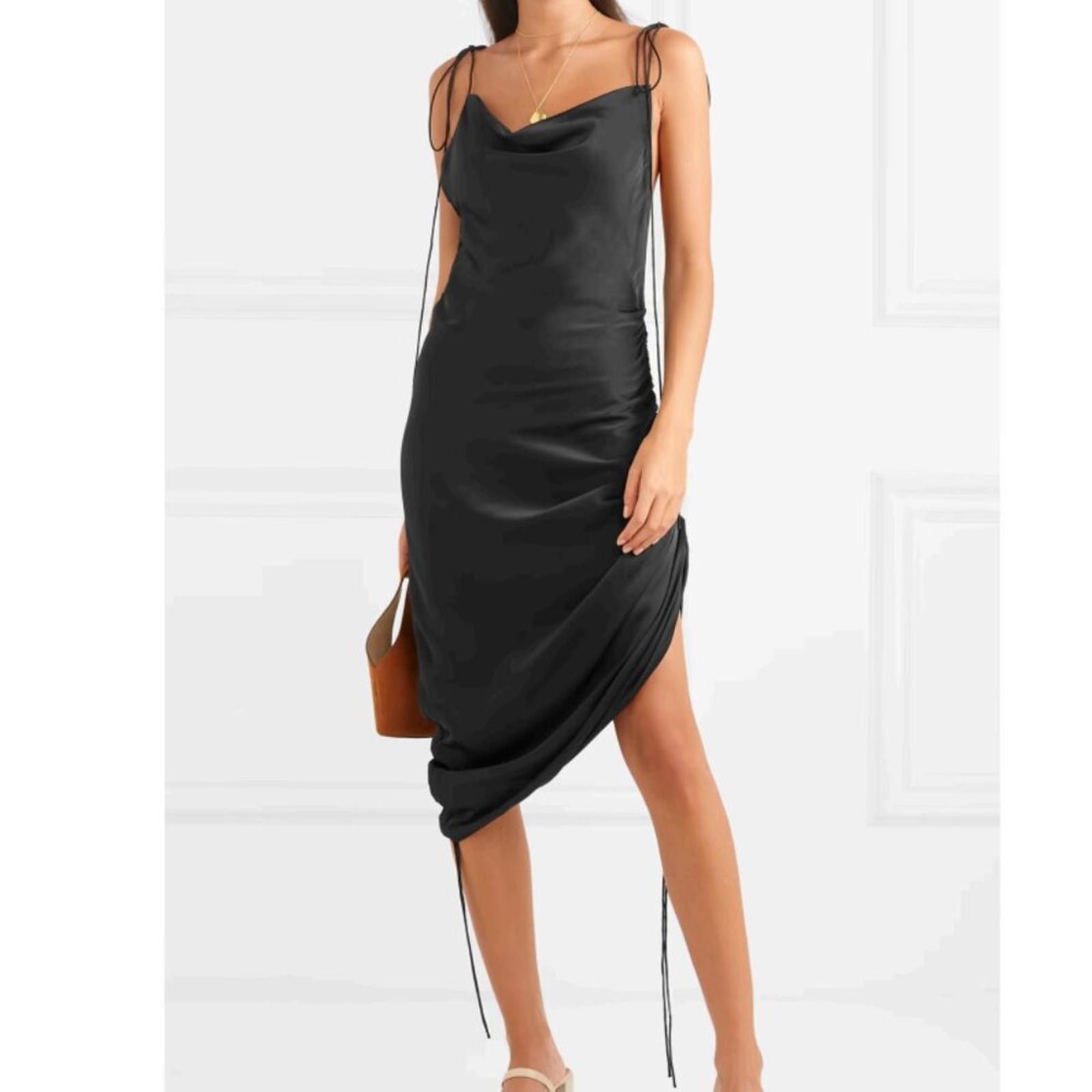 Orseund Iris ORSEUND IRIS Ruched Satin Dress Black Size Small Size S / US 4 / IT 40 - 5 Thumbnail
