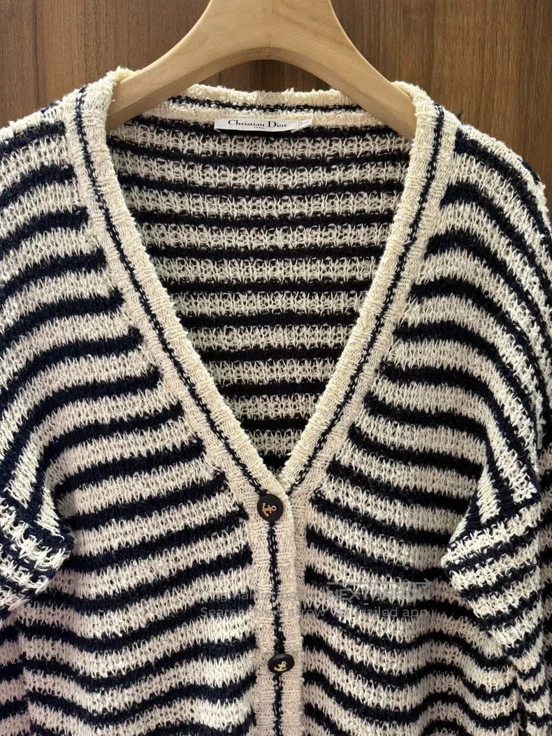 Dior Dior Black and white striped knitted cardigan coat Size S / US 4 / IT 40 - 3 Thumbnail