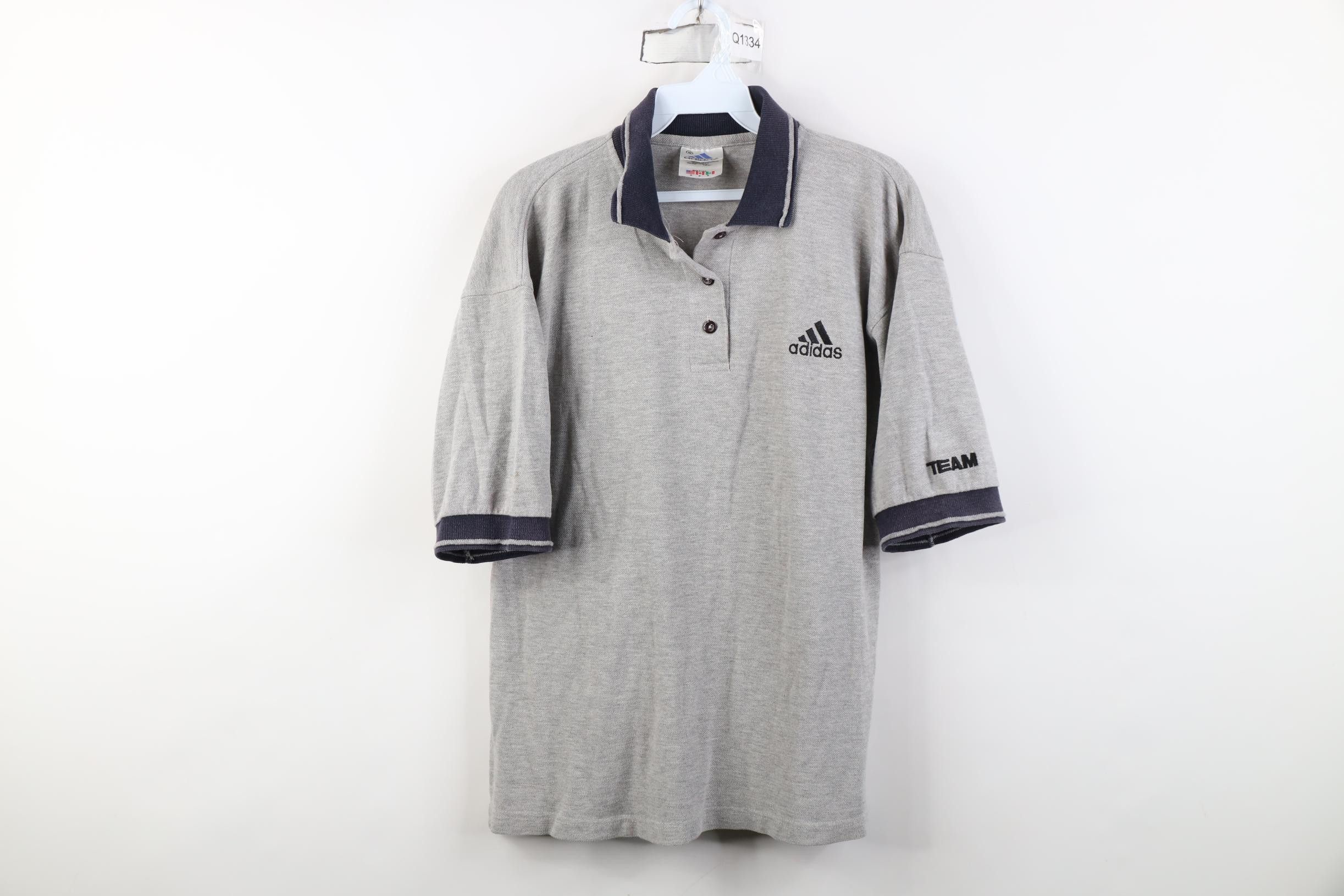 Adidas Vintage 90s Adidas Spell Out Knit Golf Polo Shirt Gray USA Size M / US 6-8 / IT 42-44 - 1 Thumbnail
