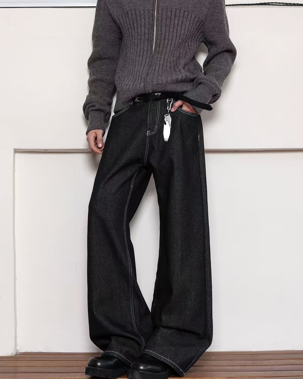 Japanese Brand × Jean Black street retro classic straight jeans y2k Size US 32 / EU 48 - 2 Thumbnail