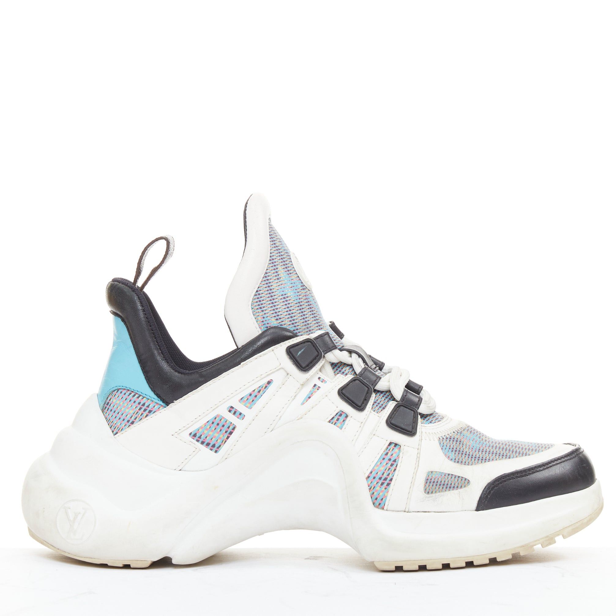 Louis Vuitton LOUIS VUITTON Archlight white leather black blue monogram chunky sneakers EU39 Size US 9 / IT 39 - 1 Thumbnail