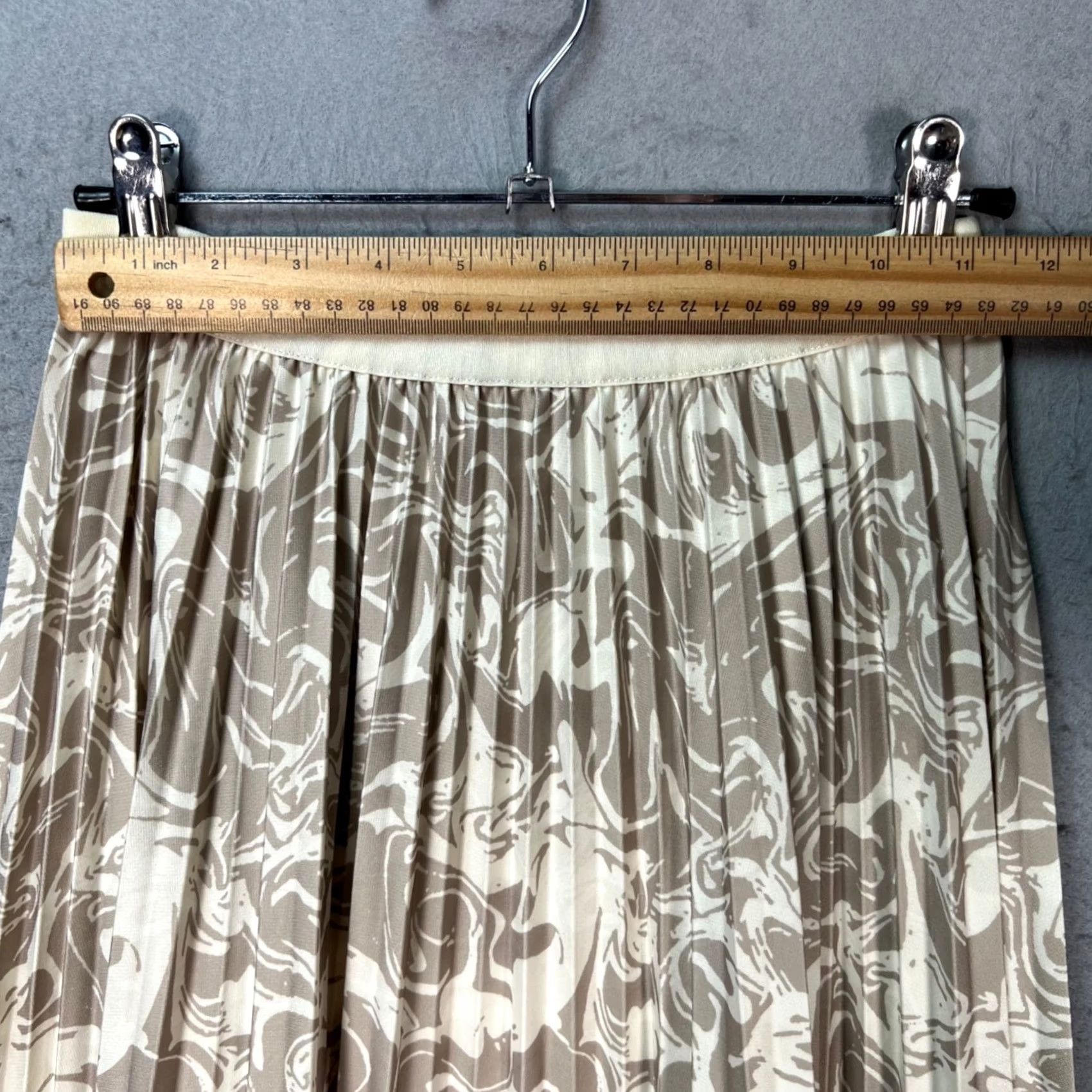 Vintage Pinkyoto Skirt XS Beige Abstract Pleated Maxi Elastic Waistband w/ Size 26" / US 2 / IT 38 - 4 Thumbnail