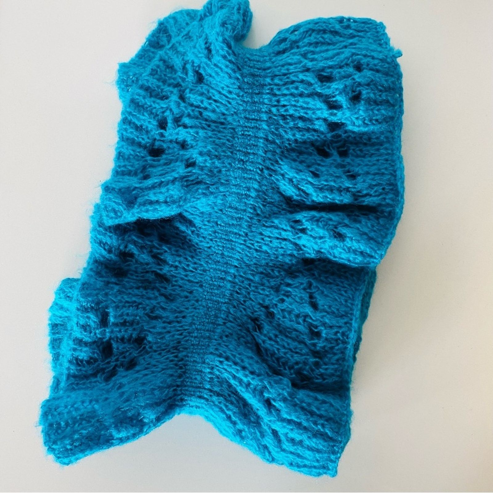 Nordstrom NEW NORDSTROM Blue Ruffle Chunky Knit Infinity Scarf Wrap Size ONE SIZE - 6 Thumbnail