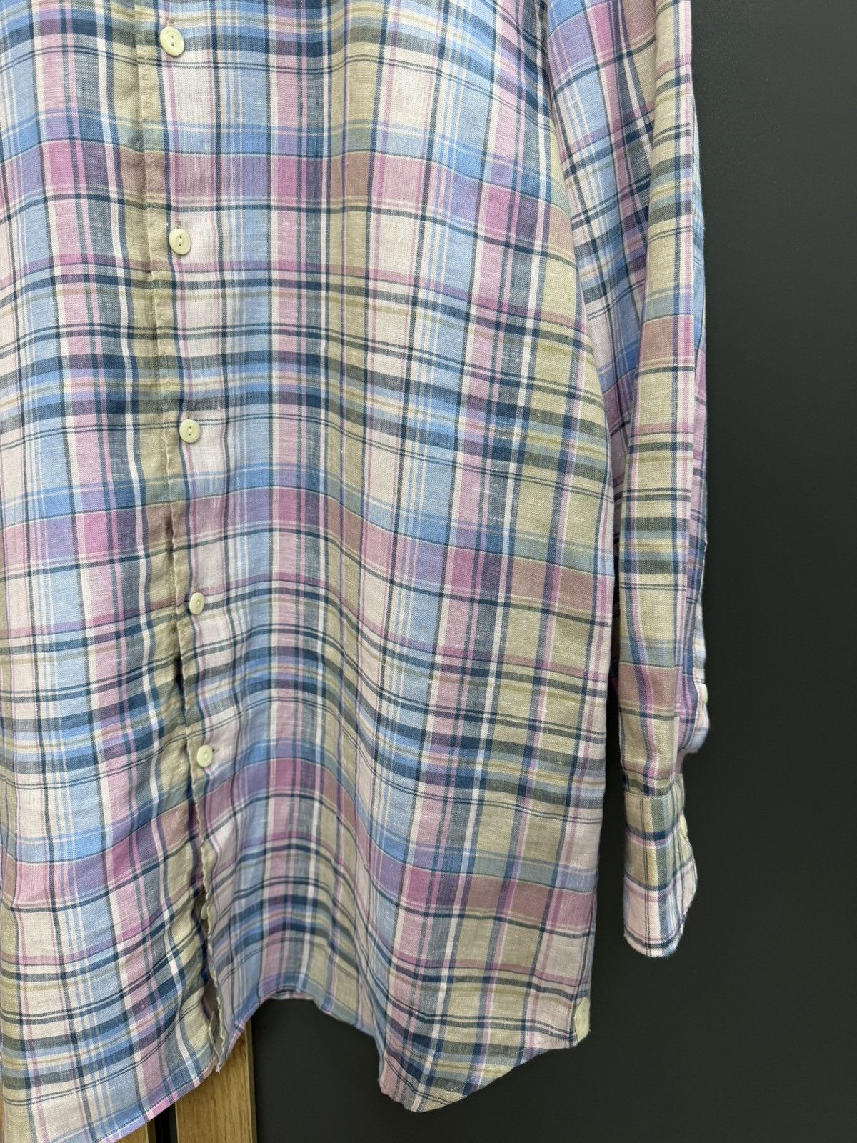Tintoria Mattei Tintoria Mattei 954 100% Linen Plaid Shirt Size 41 16 Size US L / EU 52-54 / 3 - 4 Thumbnail