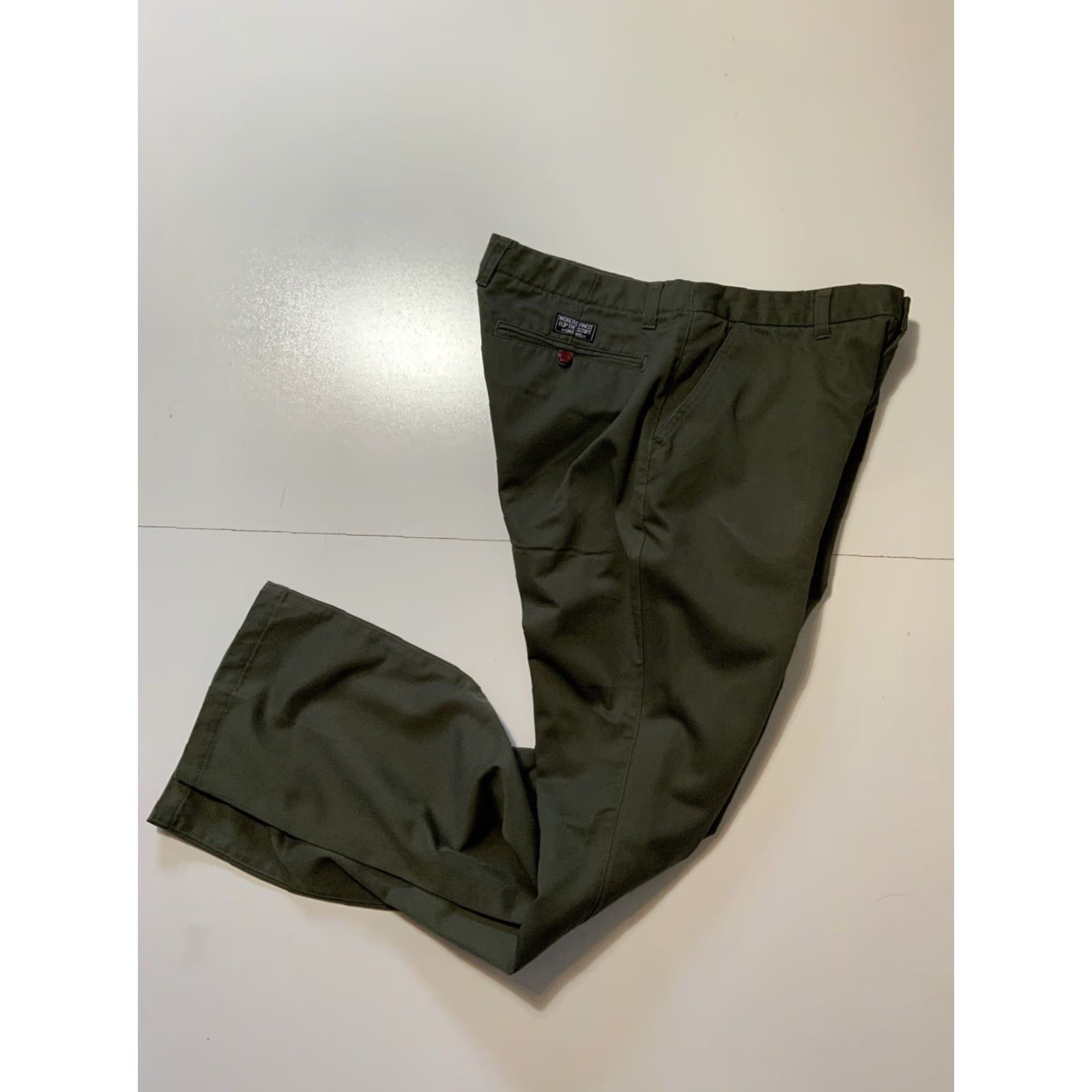 Olive VINTAGE Flip The Script Japan Olive Green Japanese Chino Flat Front Skateboard Pants LG Mens Flat Front Chino 32x32 Green Size US 33 - 3 Thumbnail
