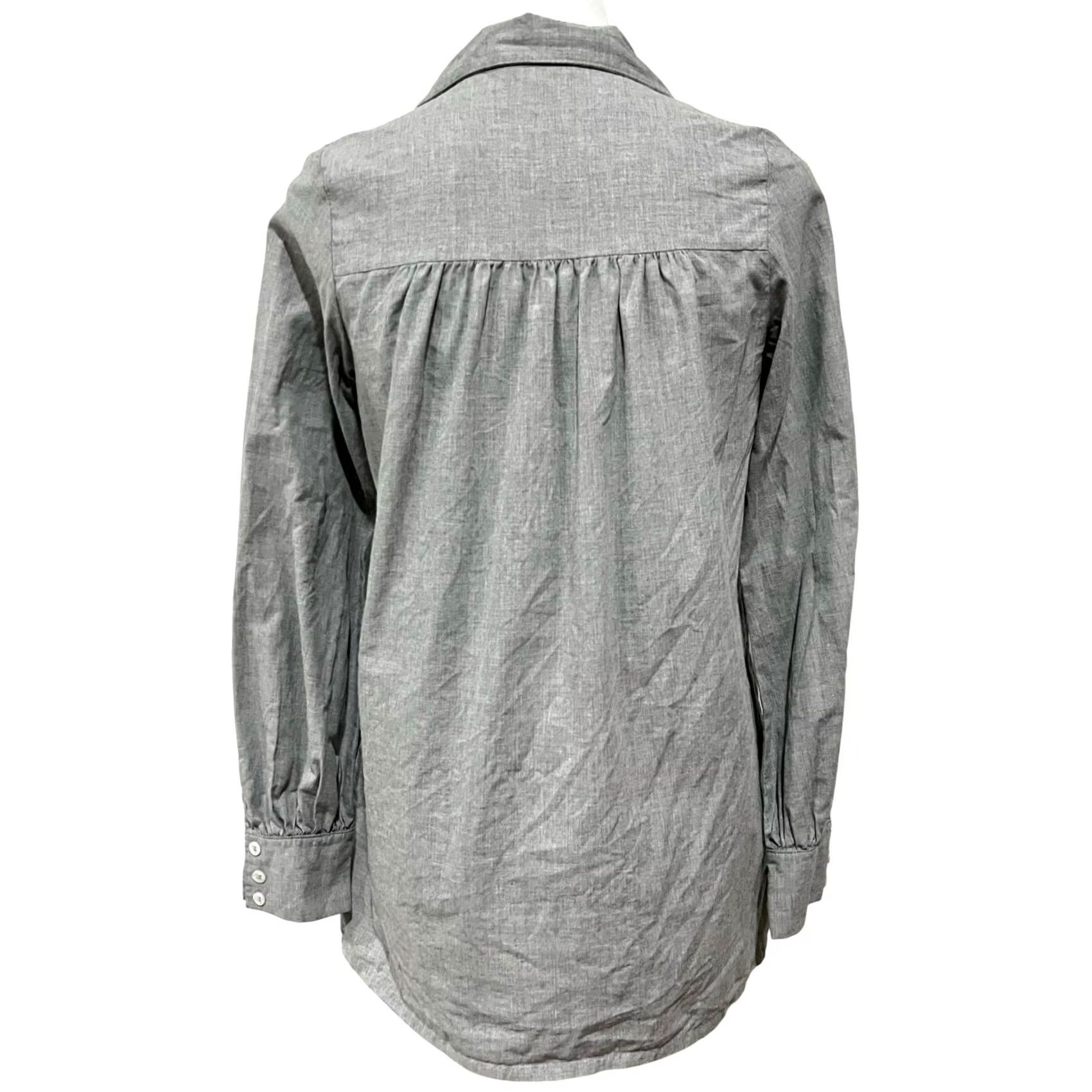 Vintage Kayce Hughes Blouse Womens Popover Top Gray Collared Long Sleeve with Pockets Size 2 Regular XS? Size XS / US 0-2 / IT 36-38 - 5 Thumbnail