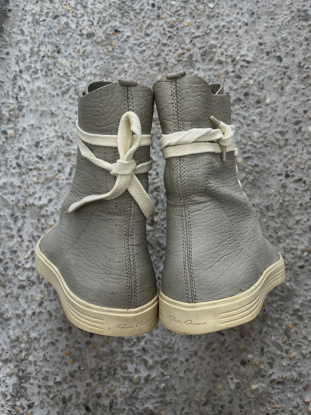 Rick Owens ‘Mastosneaks’ Grey Grain Leather Hi Top Size US 6.5 / EU 39-40 - 7 Thumbnail