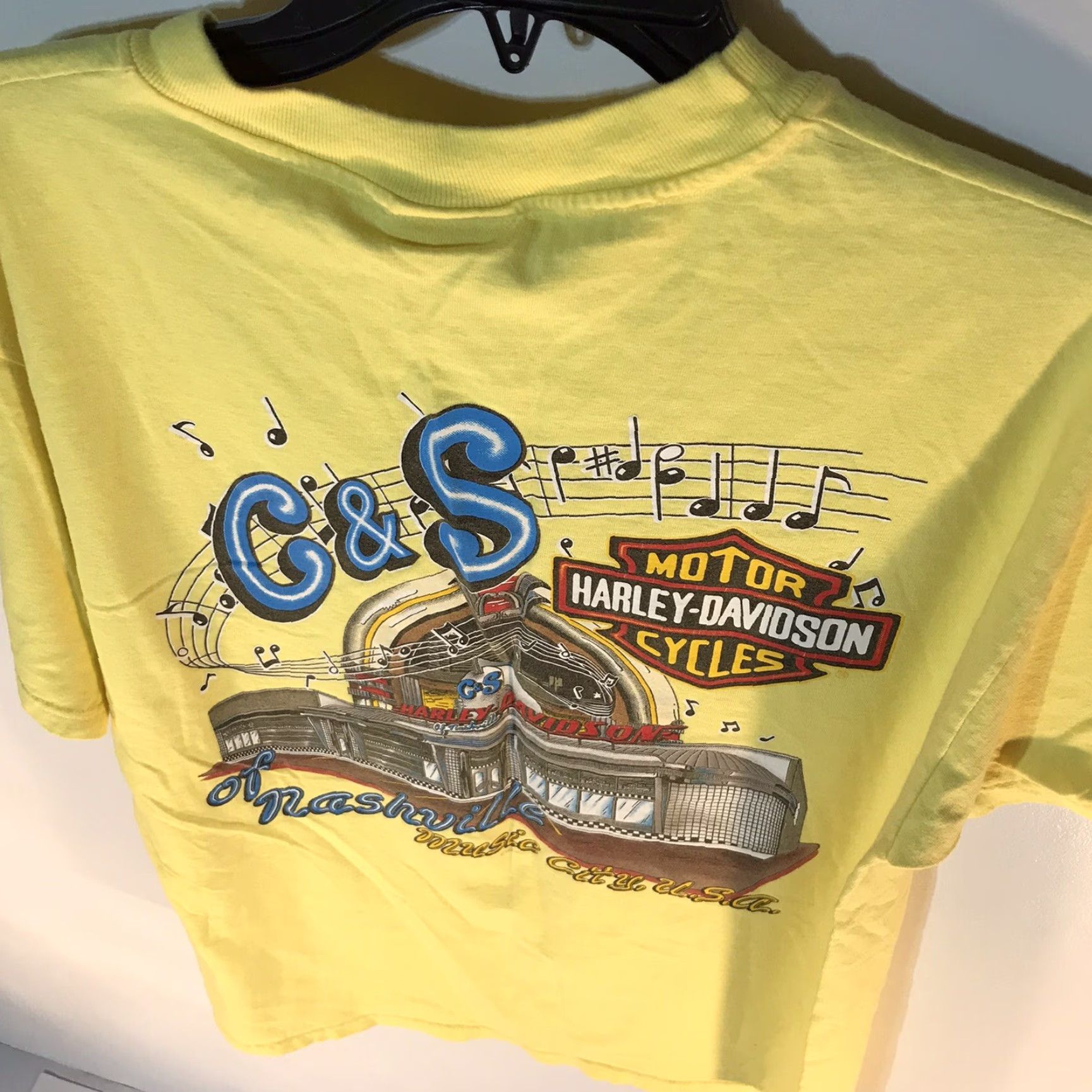 Harley Davidson Vintage 90s Harley-Davidson Women's T-Shirt Yellow Graphic Print Casual Motorcycle Retro Size L Size L / US 10 / IT 46 - 4 Thumbnail