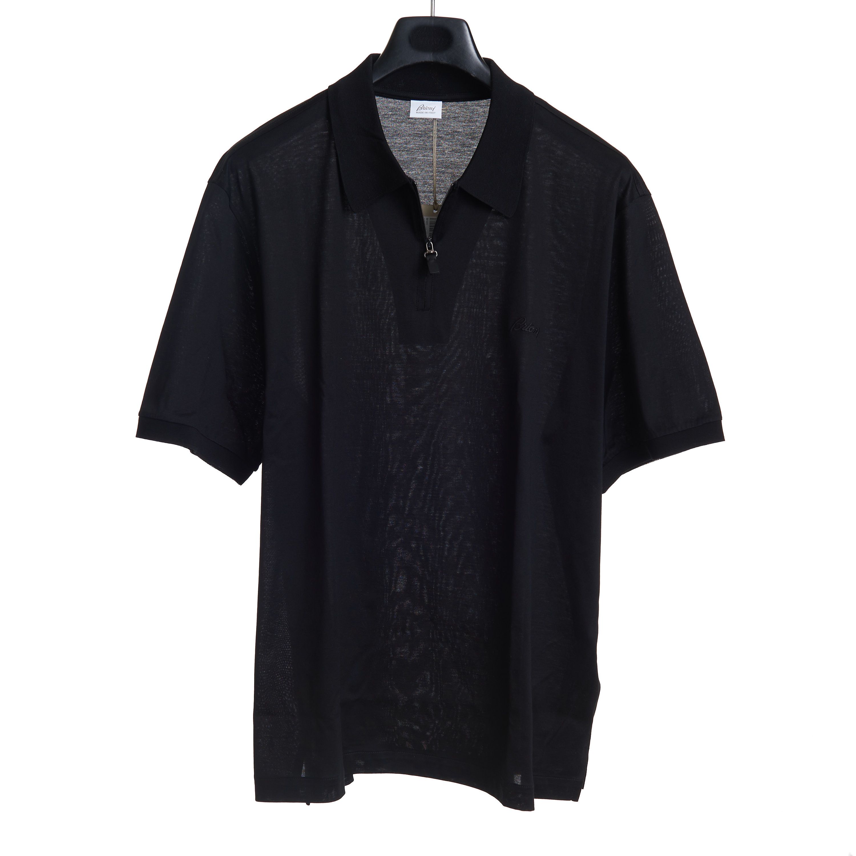 Brioni Zip Polo Shirt In Black Cotton 3XL Size US XXL / EU 58 / 5 - 1 Thumbnail