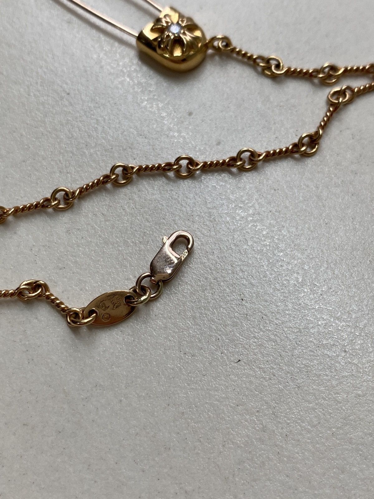 Chrome Hearts Chrome Hearts 22k Gold Diamond Twist Chain Pin Necklace Size ONE SIZE - 7 Thumbnail