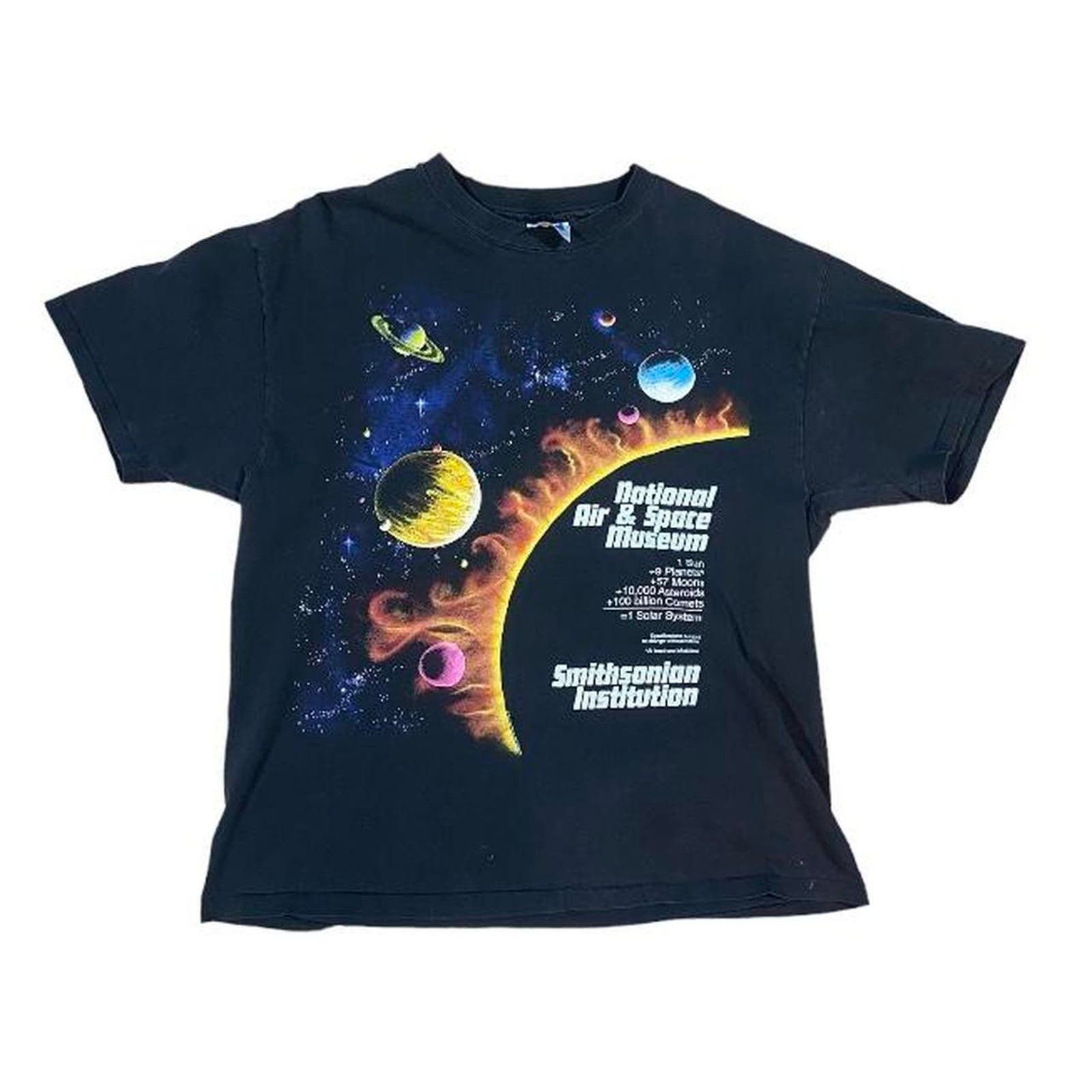 image of Hanes 90's National Air And Space Tee Shirt in Black, Men's (Size XL)