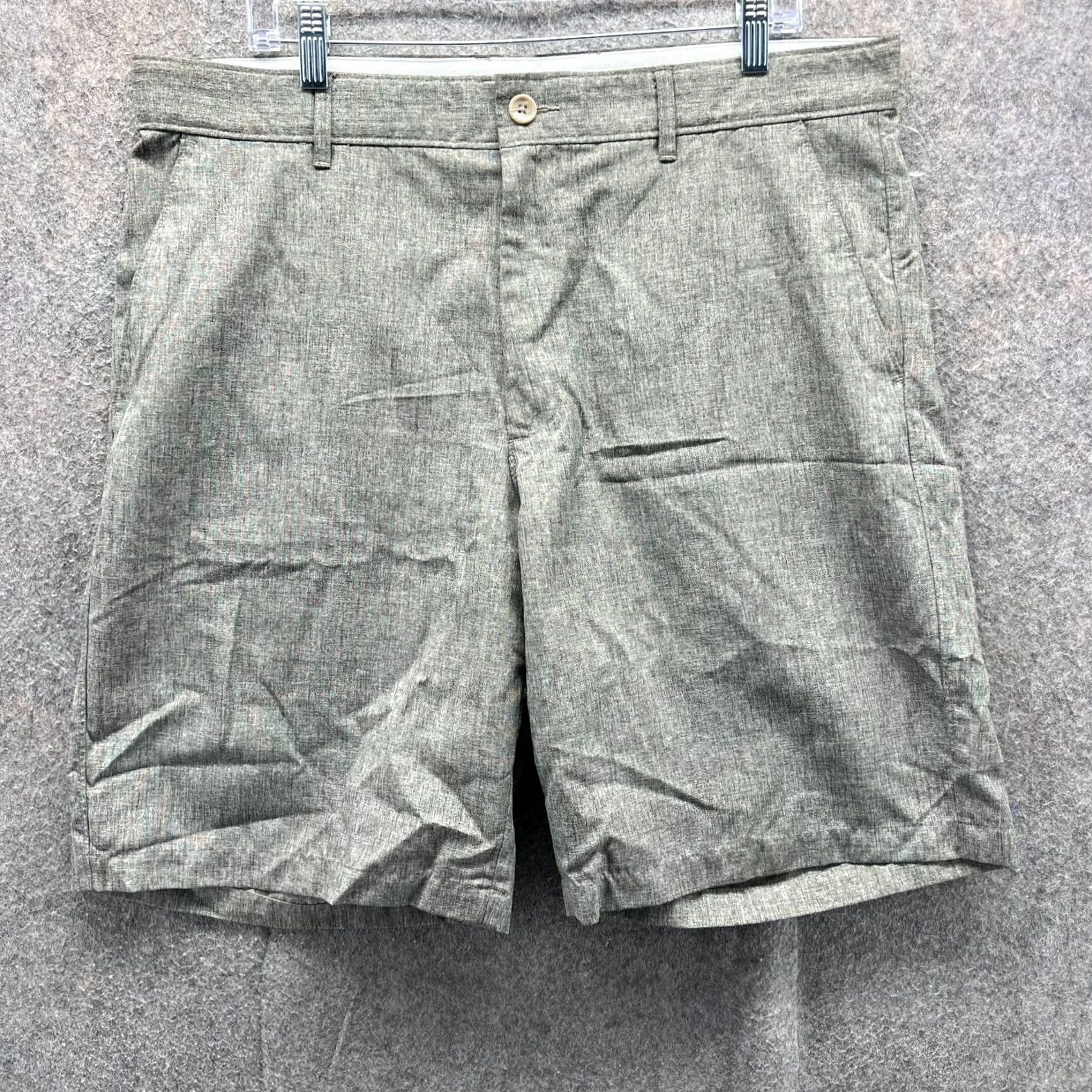 Vintage Greg Norman Shorts Mens 36 Heather Gray Chino Flat Front Polyester 36in Waist Casual Travel Regular Button Pocket Sl Size US 36 / EU 52 - 2 Thumbnail