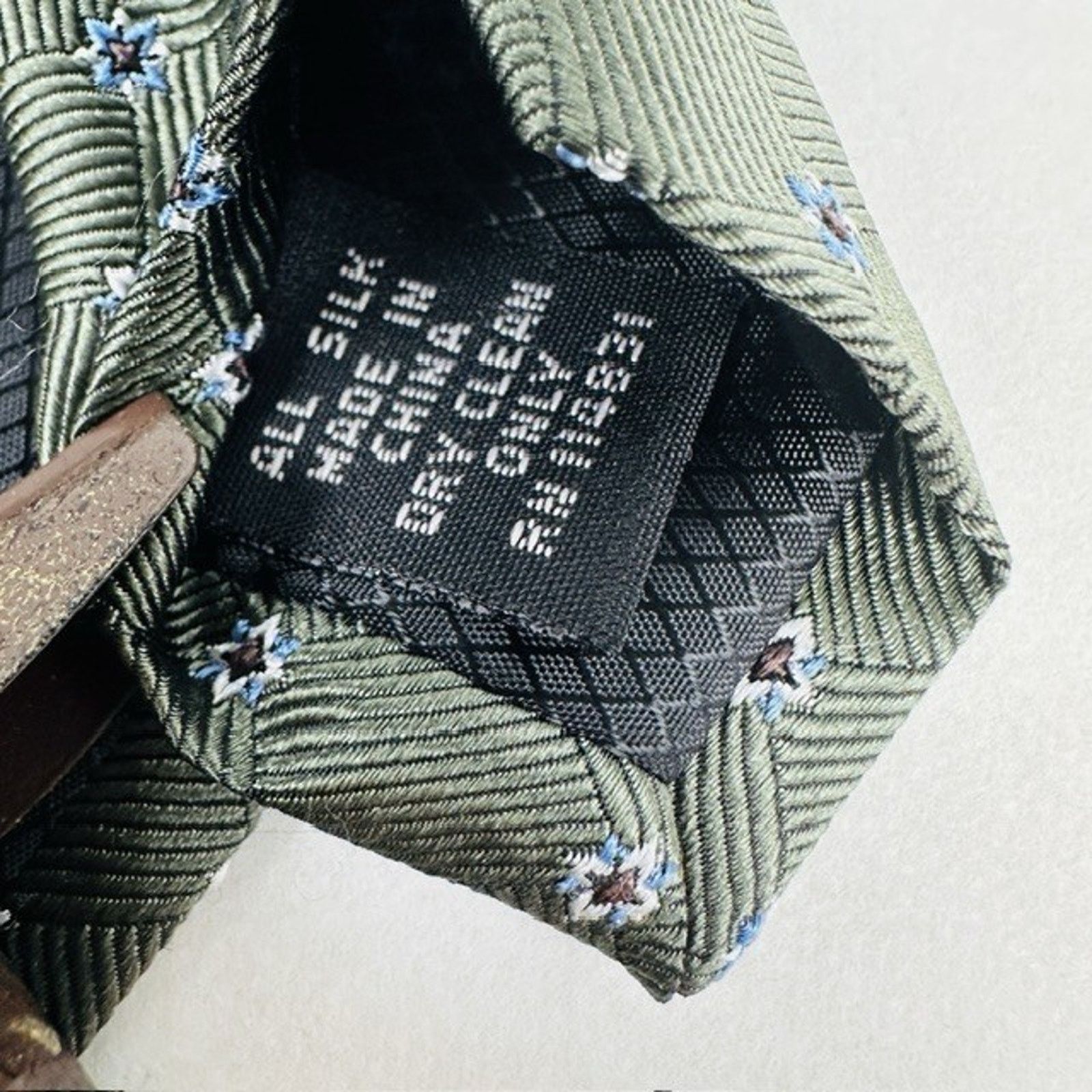 George George Necktie Olive Green w/Stars Geometric All Silk Preppy Size ONE SIZE - 4 Thumbnail