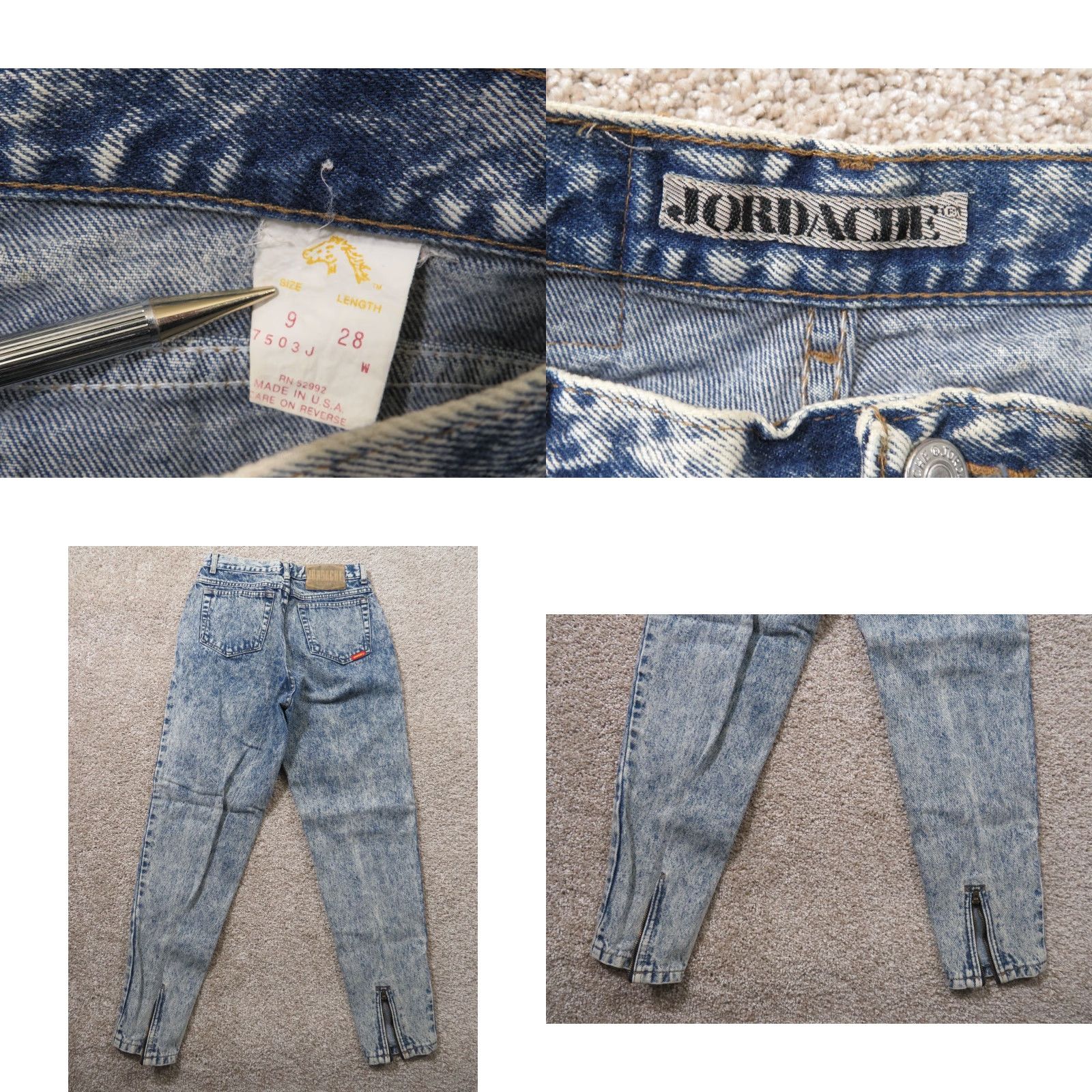 Jordache VTG Jordache Jeans Denim USA Ladies Misses 9 26X27 High Waist Acid wash Blue Disco 1980s Mens/Womens? Size 26" / US 2 / IT 38 - 8 Thumbnail