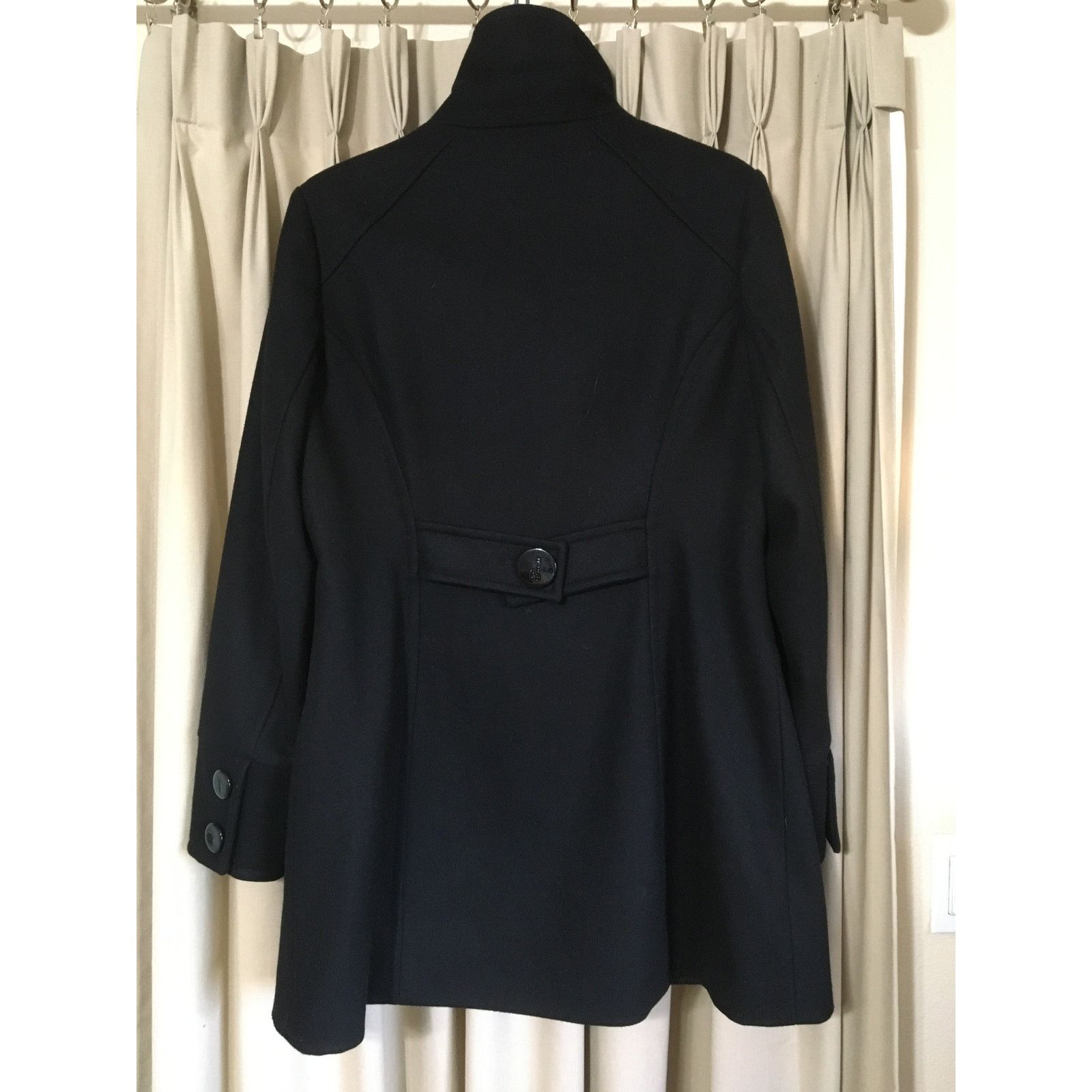 Guess Guess Large Wool Blend Black Lined Pea Coat Gold Embroidery Size L / US 10 / IT 46 - 6 Thumbnail