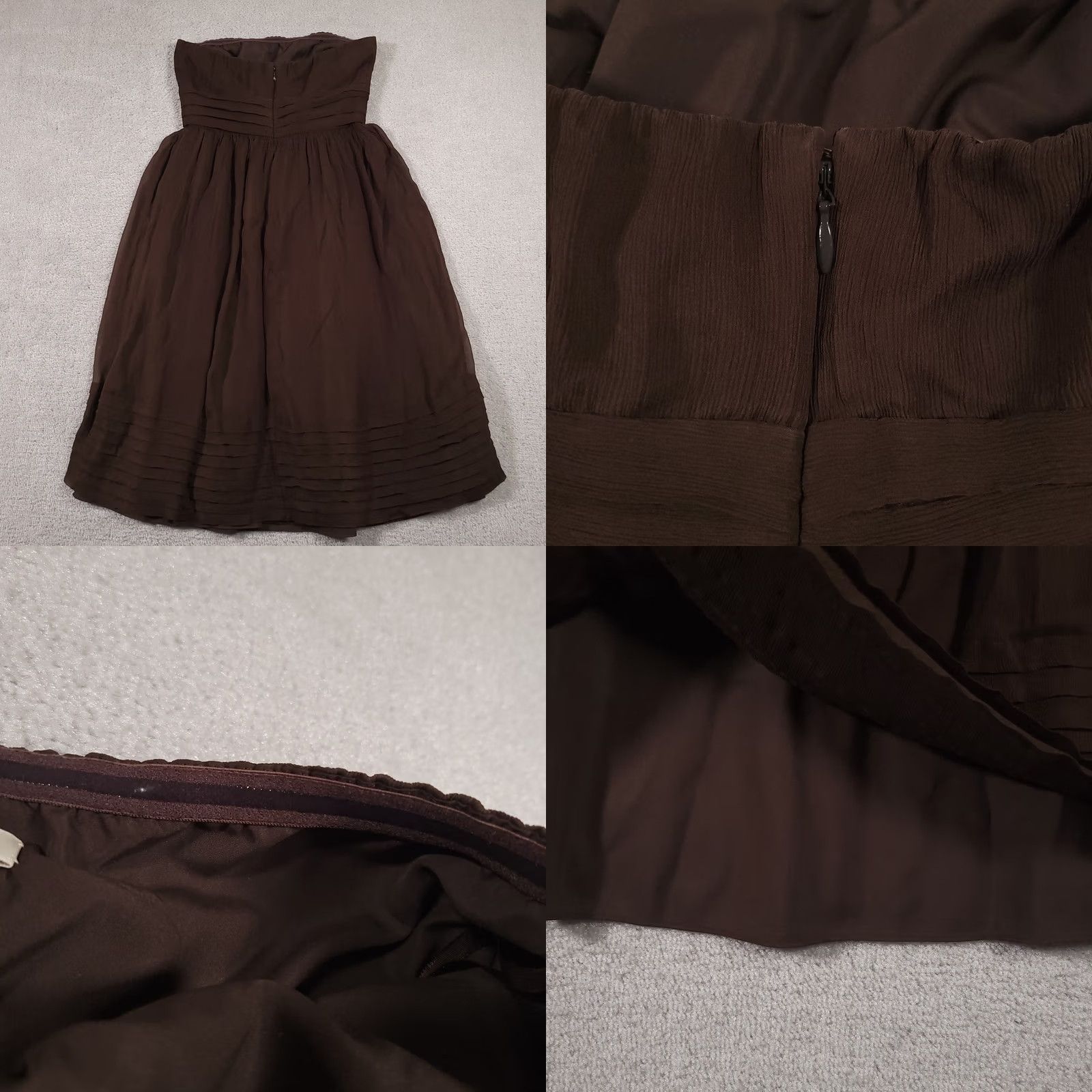 J.Crew J.CREW Silk Chiffon Dress Women's 6 Brown Zip Sleeveless Bridesmaid Cocktail Silk Chiffon Dress Knee Length Empire Waist Vintage: No Size M / US 6-8 / IT 42-44 - 8 Thumbnail