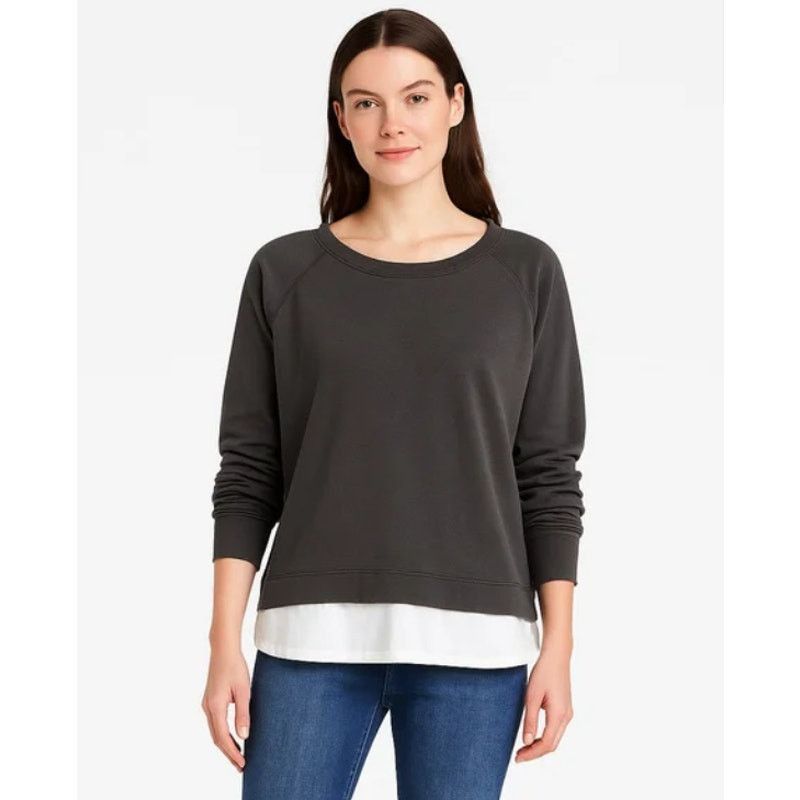Vince Camuto Two by Vince Camuto Gray Layered Sweatshirt Minimalist L Size L / US 10 / IT 46 - 1 Thumbnail