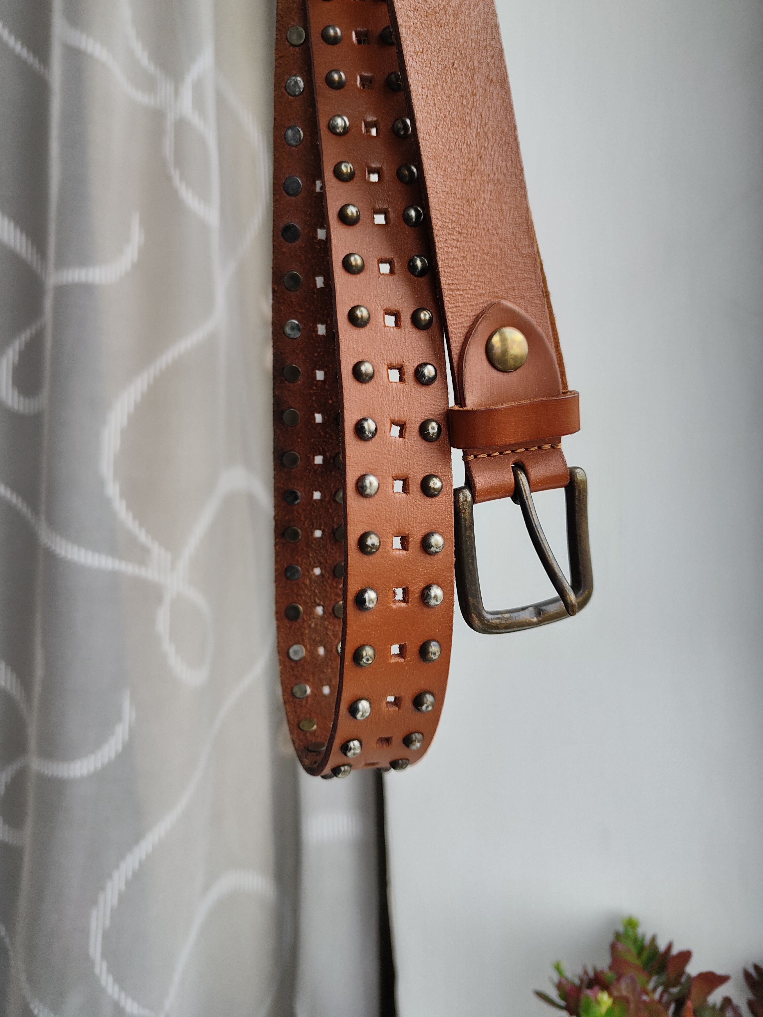 Genuine Leather Leather brown belt leather belt unisex Size ONE SIZE - 1 Thumbnail