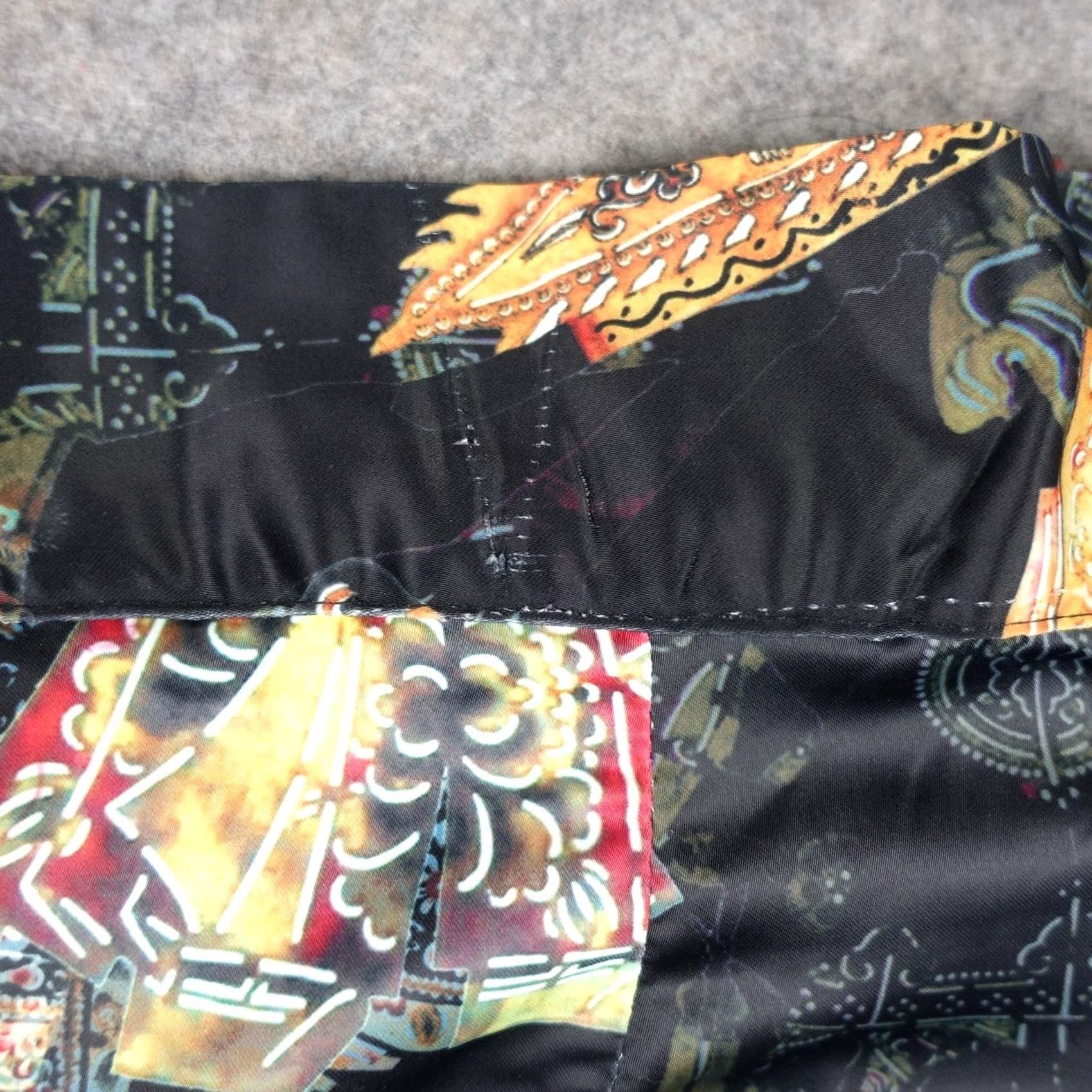 Vintage Womens XL Black Dress Pants Geometric Art Satin Wide-Leg 35 in Waist 29 in Inseam Trousers Vintage No Size 40" / US 18 - 4 Thumbnail