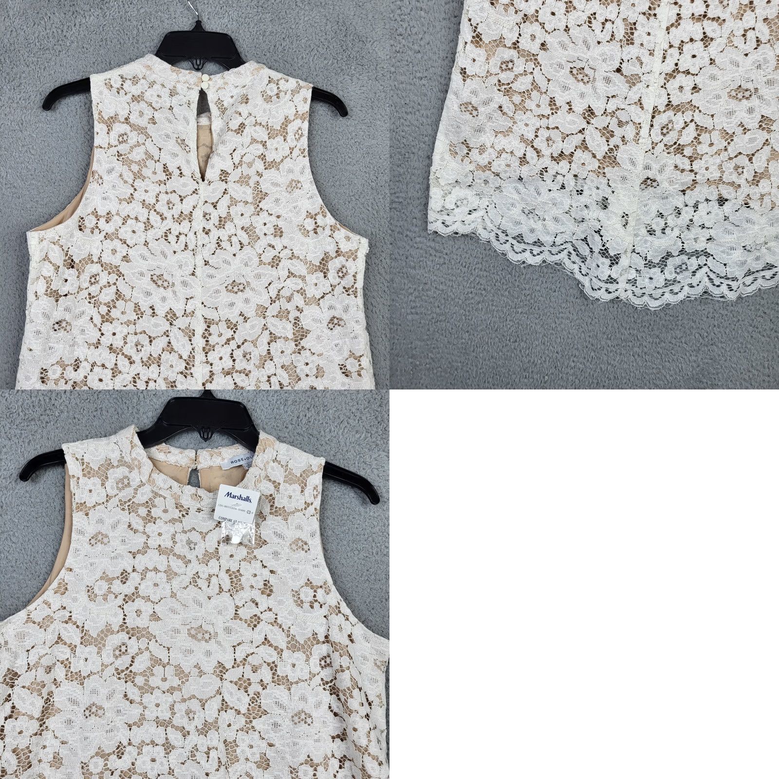 Vintage Rose + Olive Blouse Womens L Ivory Sleeveless Lined Crew Neck Knit Cotton Blend Plus Size Shirt Top Size L / US 10 / IT 46 - 8 Thumbnail