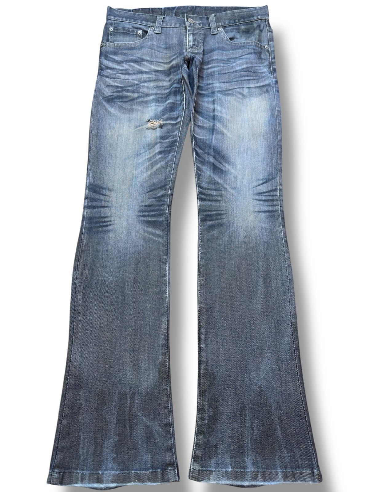 Vintage Tornado Mart Flare Whiskers Distressed Denim