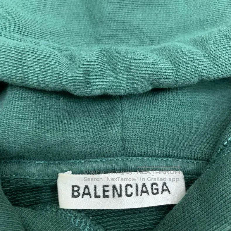 Balenciaga Balenciaga Green Back Logo Hooded Sweatshirt Size US M / EU 48-50 / 2 - 6 Thumbnail