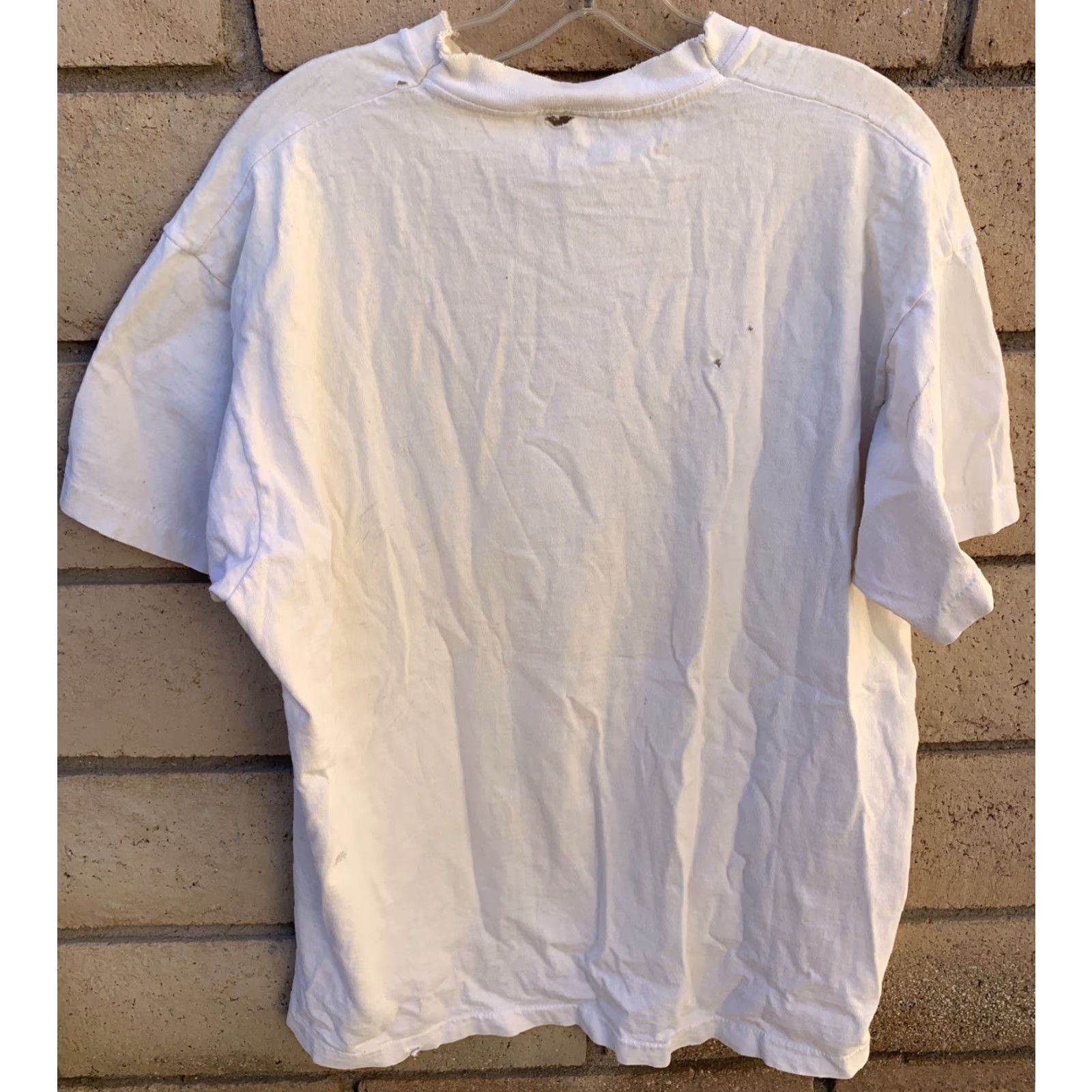 Vintage VINTAGE Fresh Produce T-Shirt Shirt One Size Womens White 1980s Neon Geometric Graphic Distressed Holes Cotton casual Size ONE SIZE - 5 Thumbnail