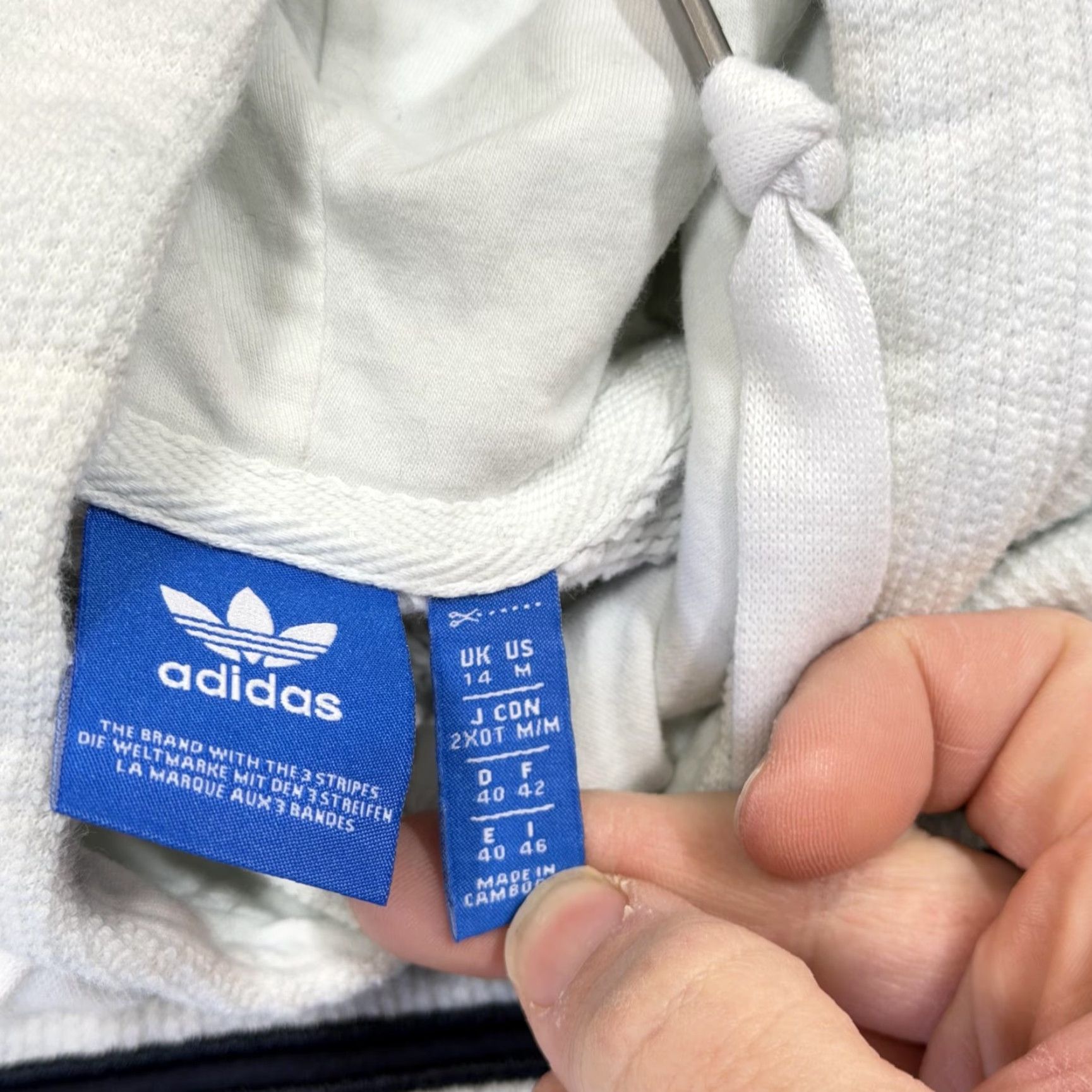 Adidas VINTAGE Adidas Originals Hoodie Sweatshirt Mens M White Trefoil Stripe Pullover Size US M / EU 48-50 / 2 - 5 Thumbnail