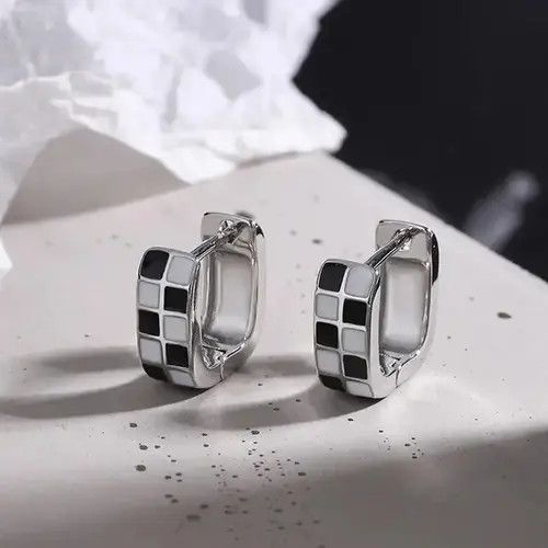 VIBE Black Lattice Square Shape Earrings Size ONE SIZE - 3 Thumbnail
