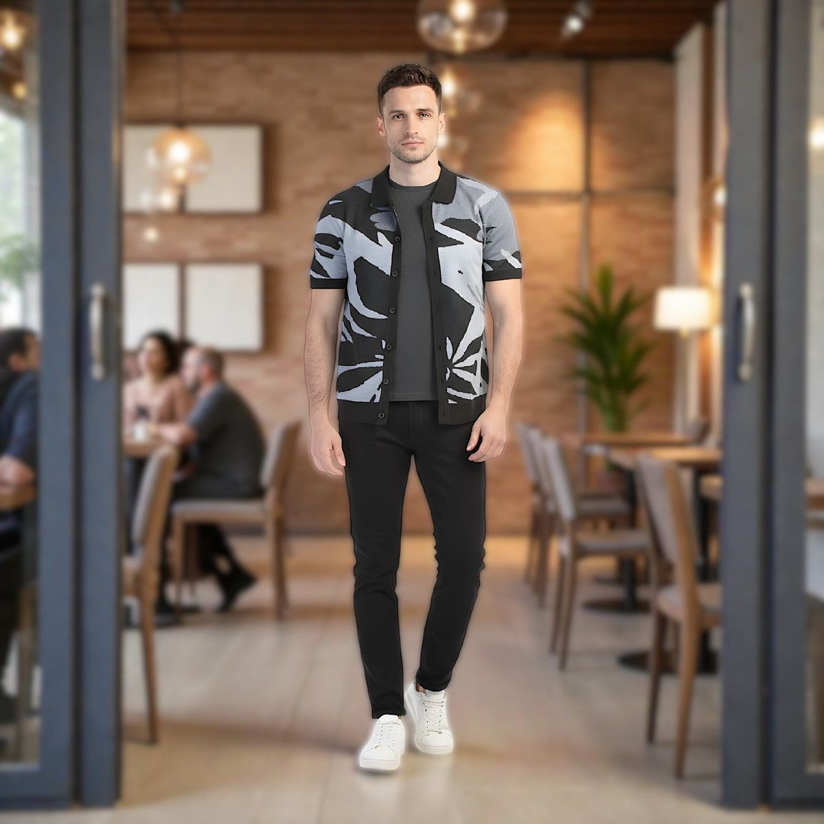 Buffalo David Bitton Buffalo Wyneson Men’s Abstract Black Grey Sweater Sz L Size US L / EU 52-54 / 3 - 5 Thumbnail