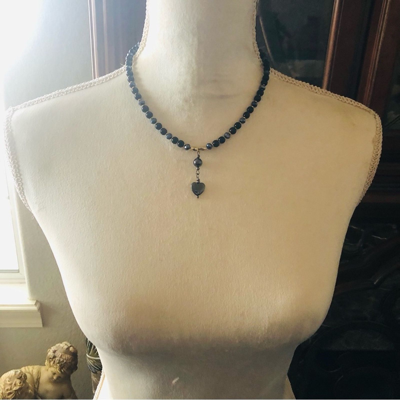 Handmade Handcrafted repurpose heart hematite Pearl necklace Size ONE SIZE - 5 Thumbnail