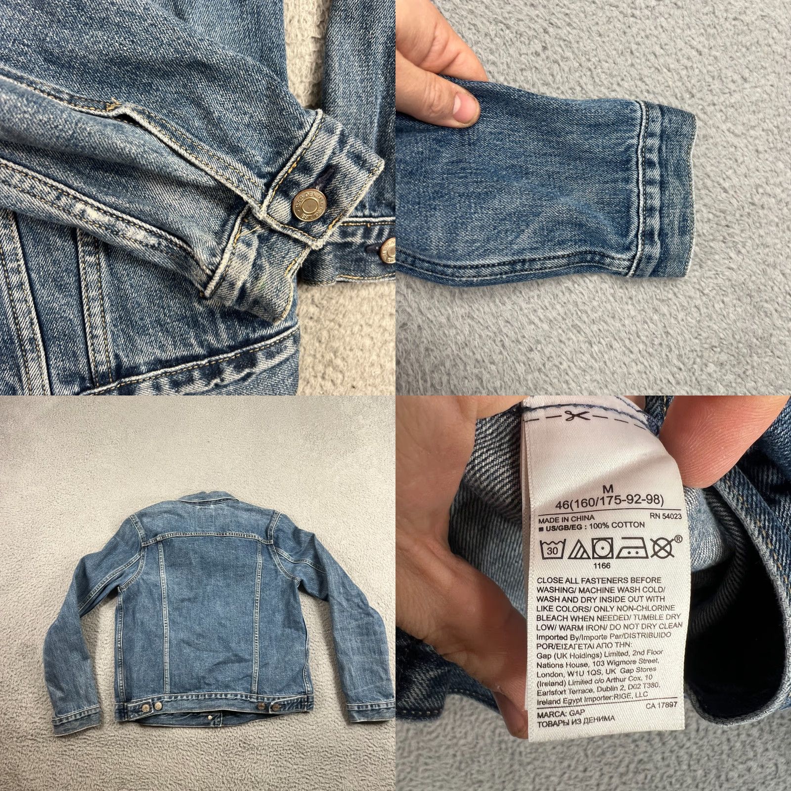 Gap GAP Denim Trucker Jacket Classic Blue Jean Medium Wash Women Size 32" / US 10 / IT 46 - 8 Thumbnail